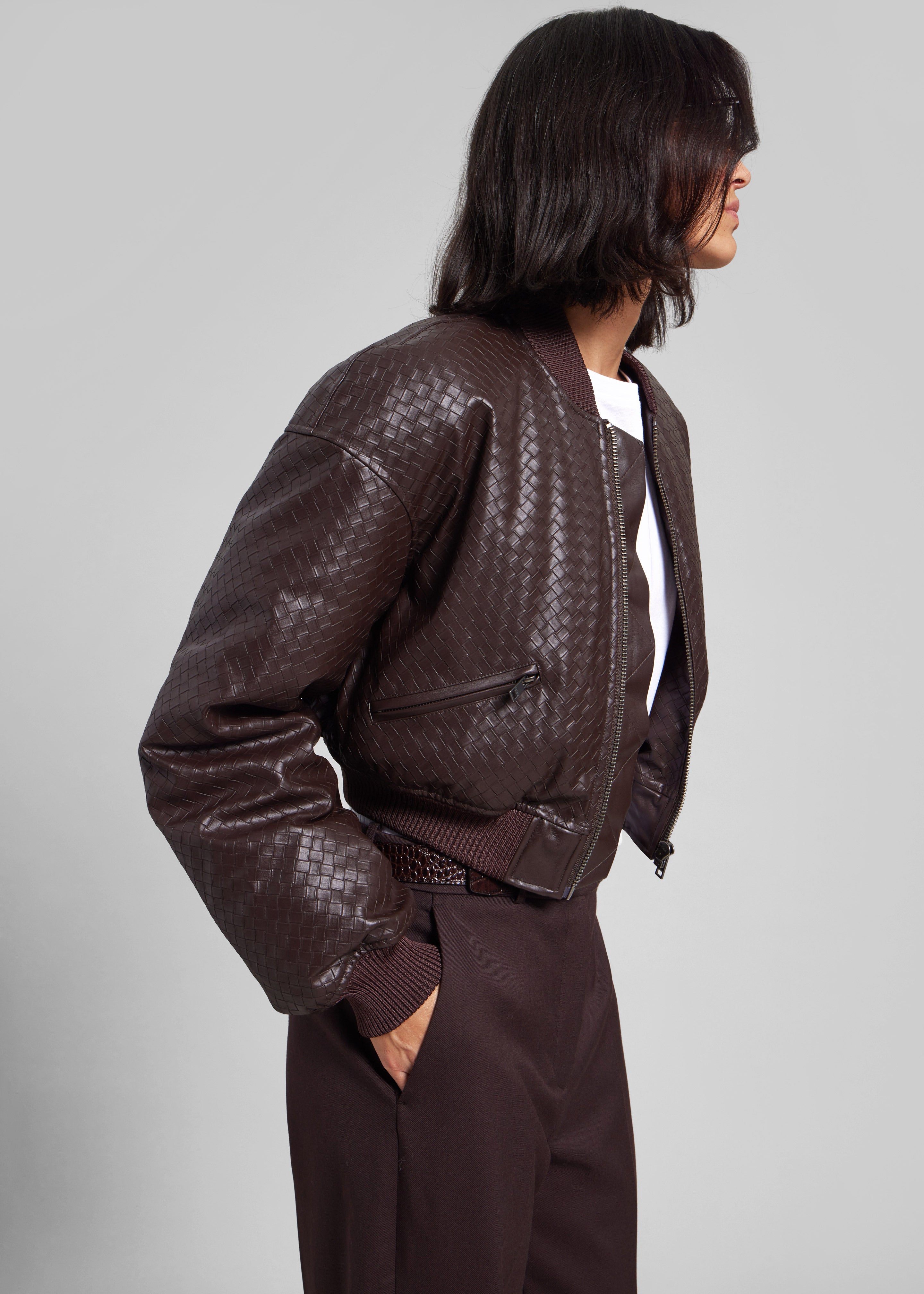 Rotate Cropped Puffer Jacket - Dark Brown - 3