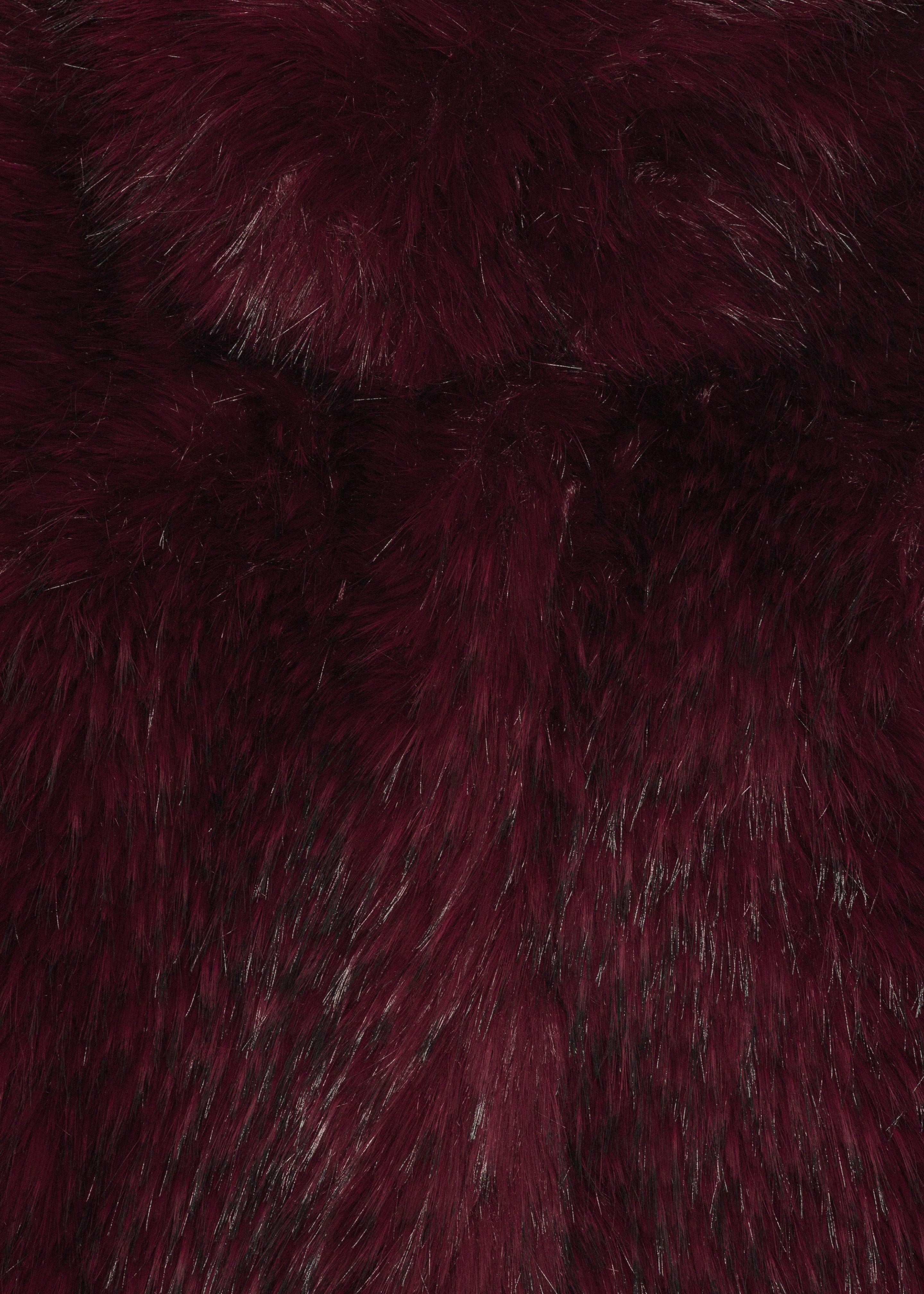 Rotate Faux Fur Crop Jacket - Zinfandel - 6