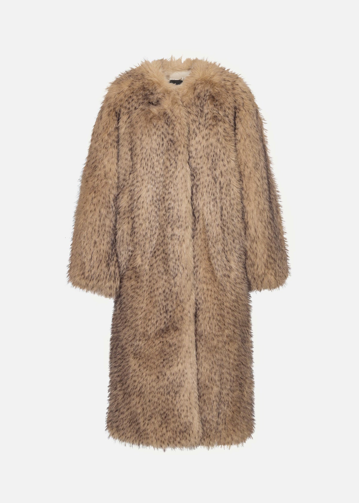 Rotate Faux Fur Long Coat - Nougat - 9