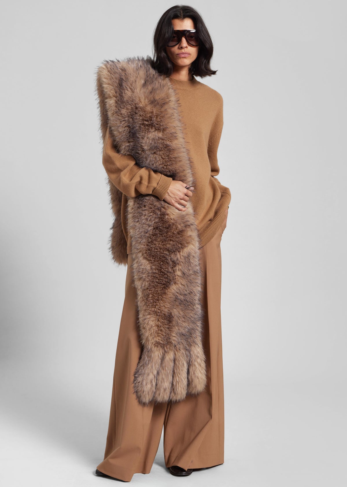 Rotate Faux Fur Scarf - Nougat - 4