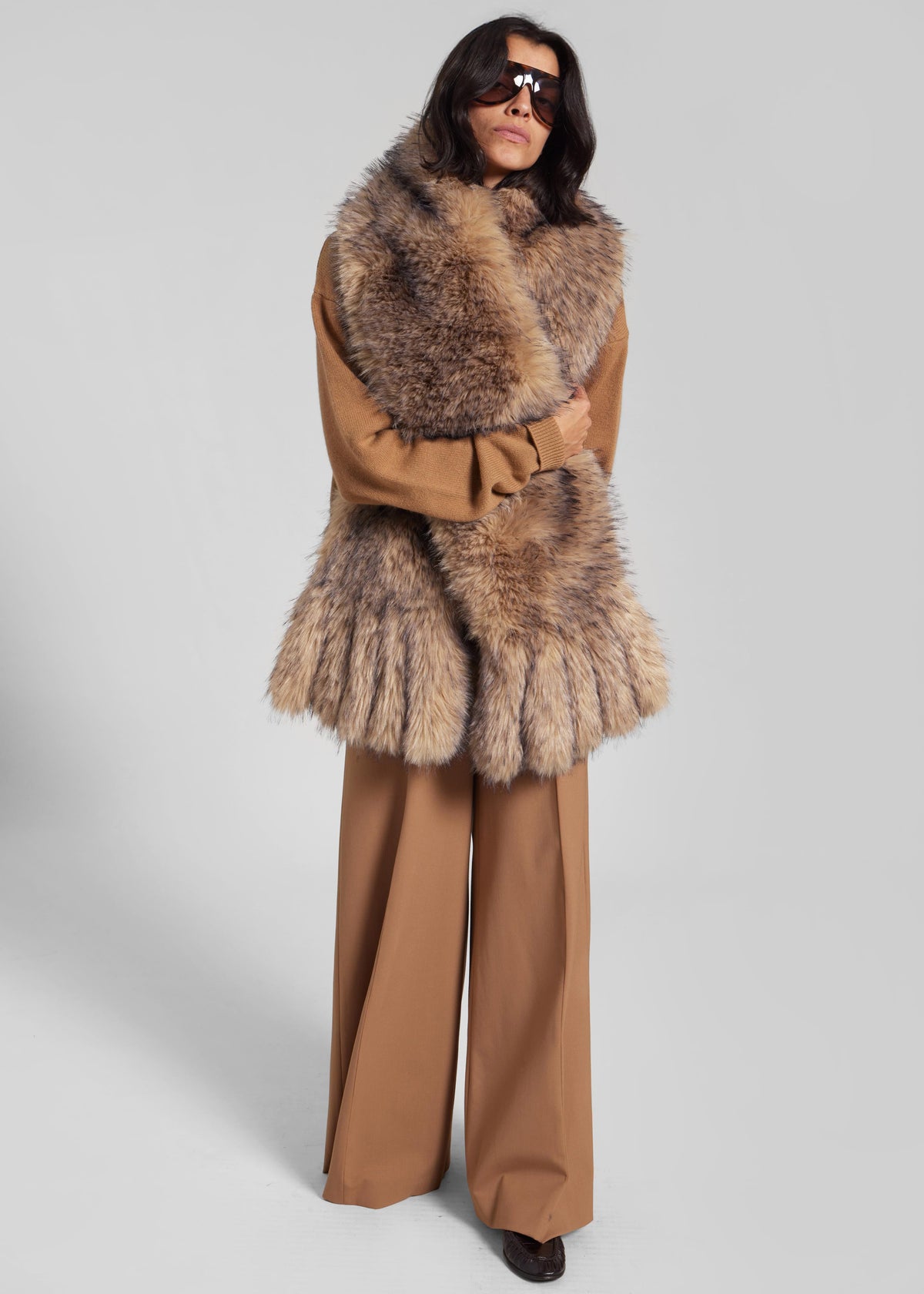 Rotate Faux Fur Scarf - Nougat - 6