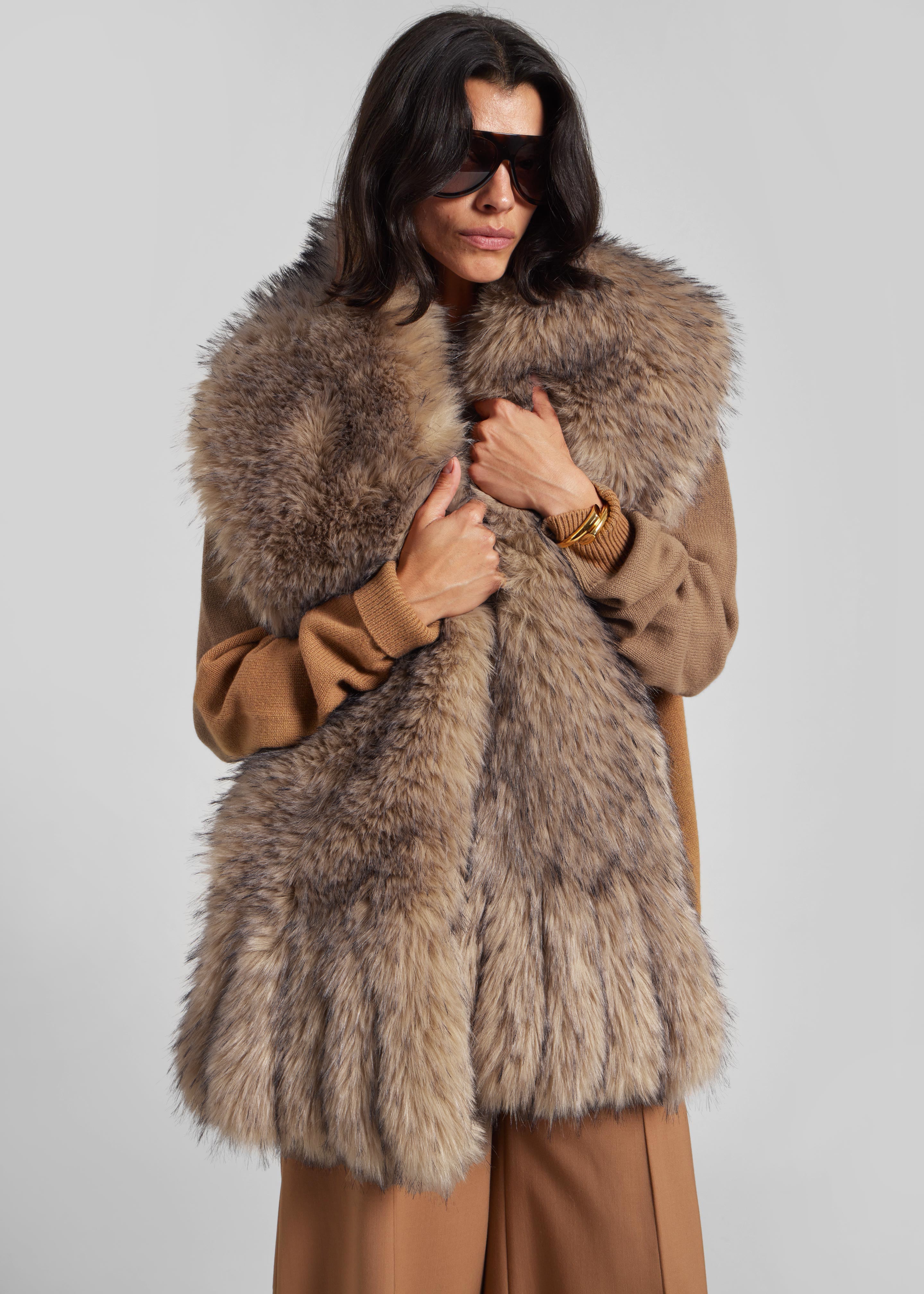 Rotate Faux Fur Scarf - Nougat - 8
