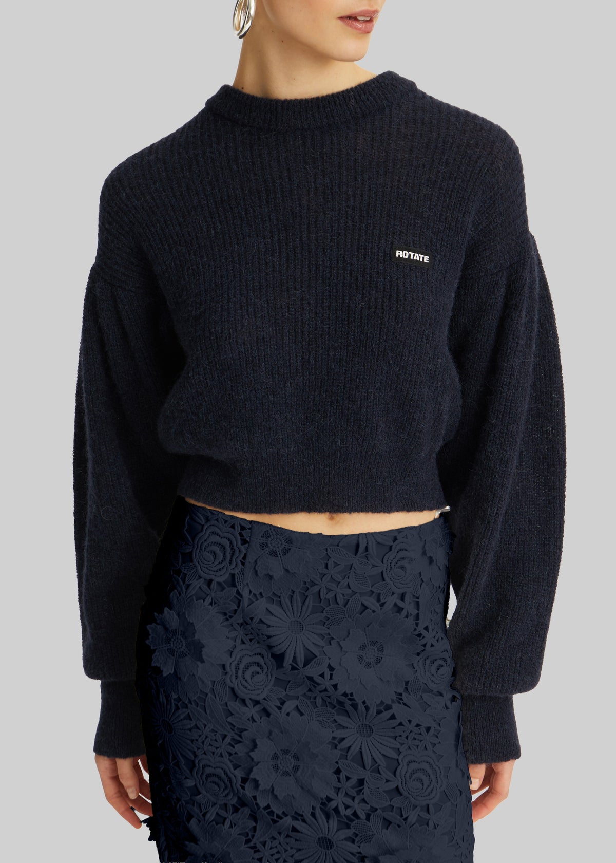 Rotate Knit Puff Crewneck - Navy Blazer - 4