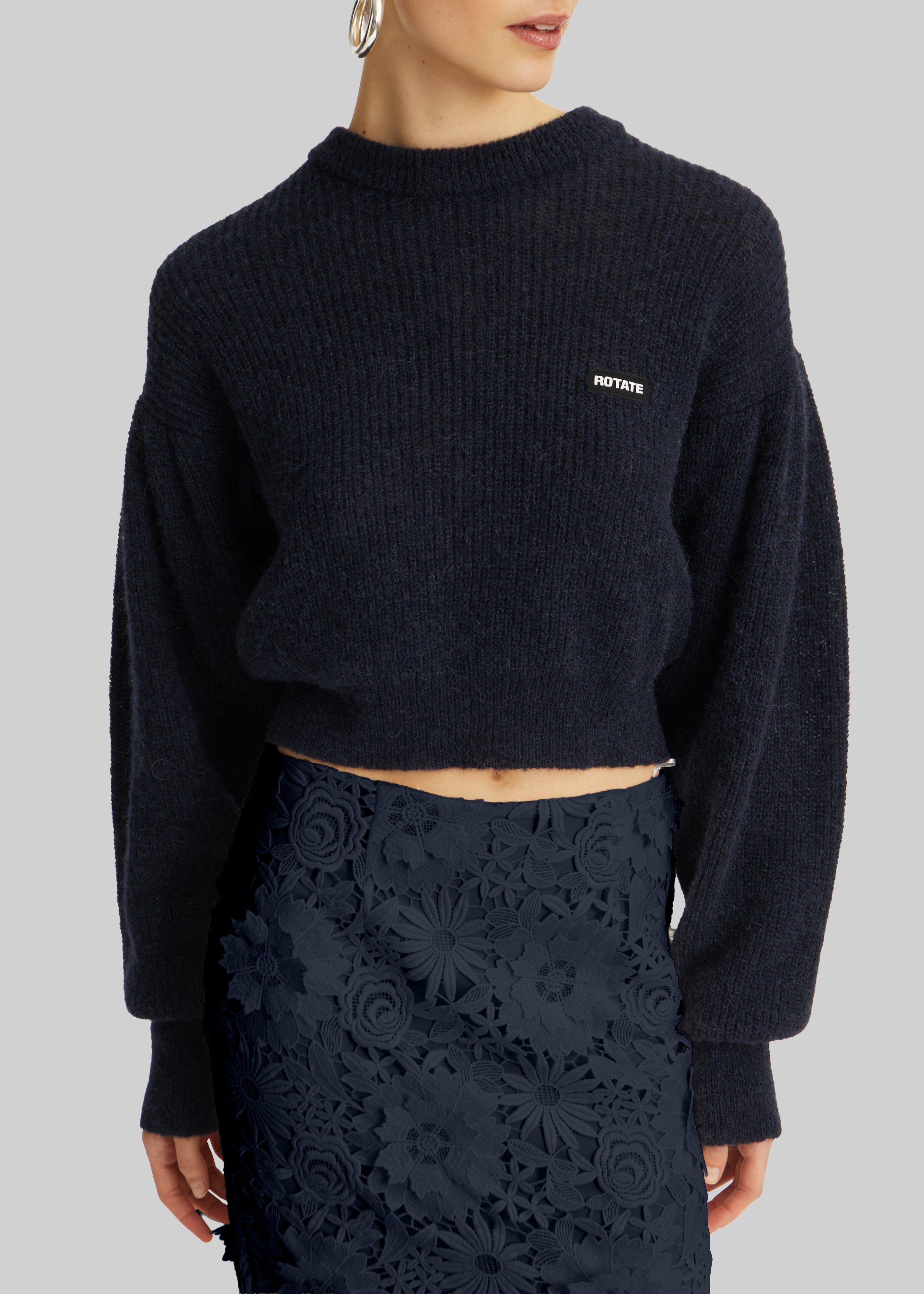 Rotate Knit Puff Crewneck - Navy Blazer - 4