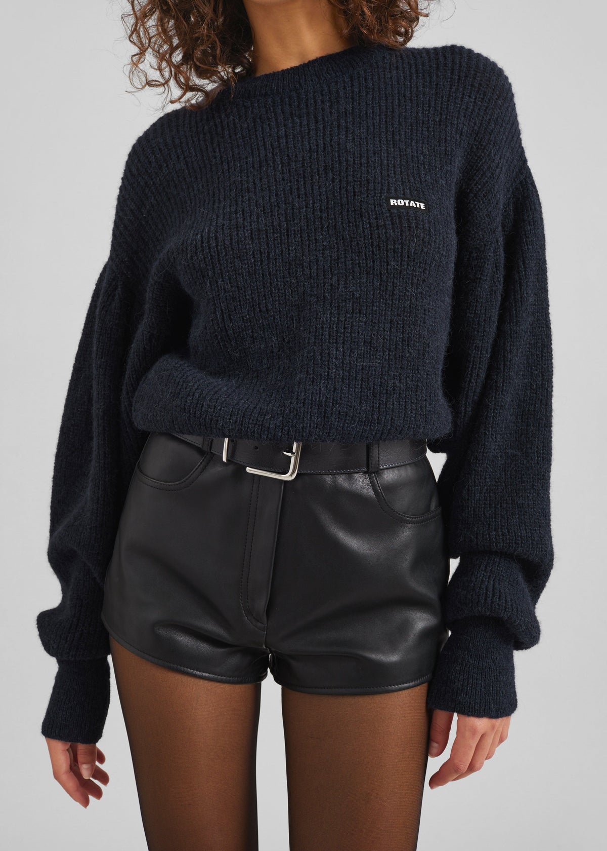 Rotate Knit Puff Crewneck - Navy Blazer - 5