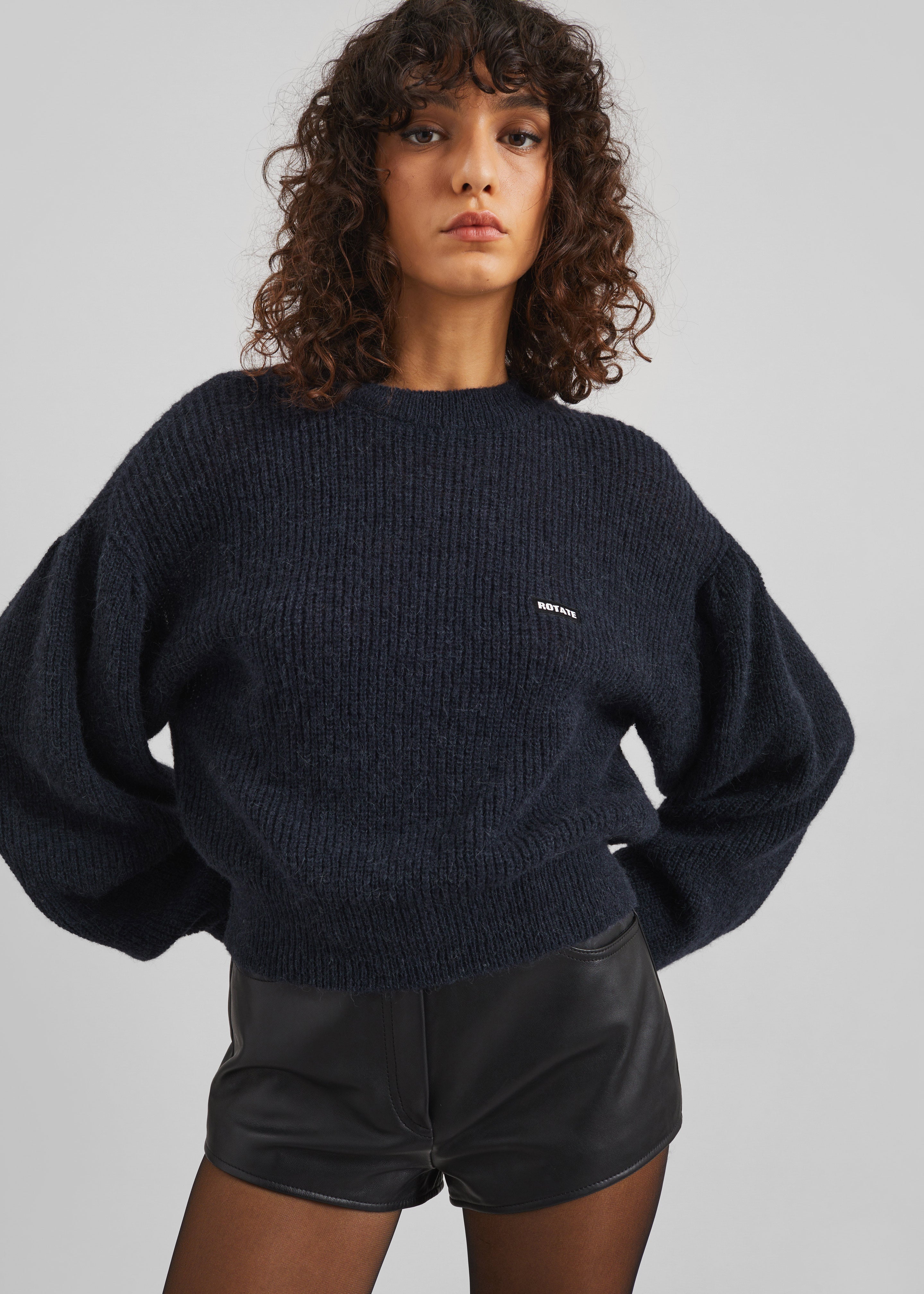 Rotate Knit Puff Crewneck - Navy Blazer - 3