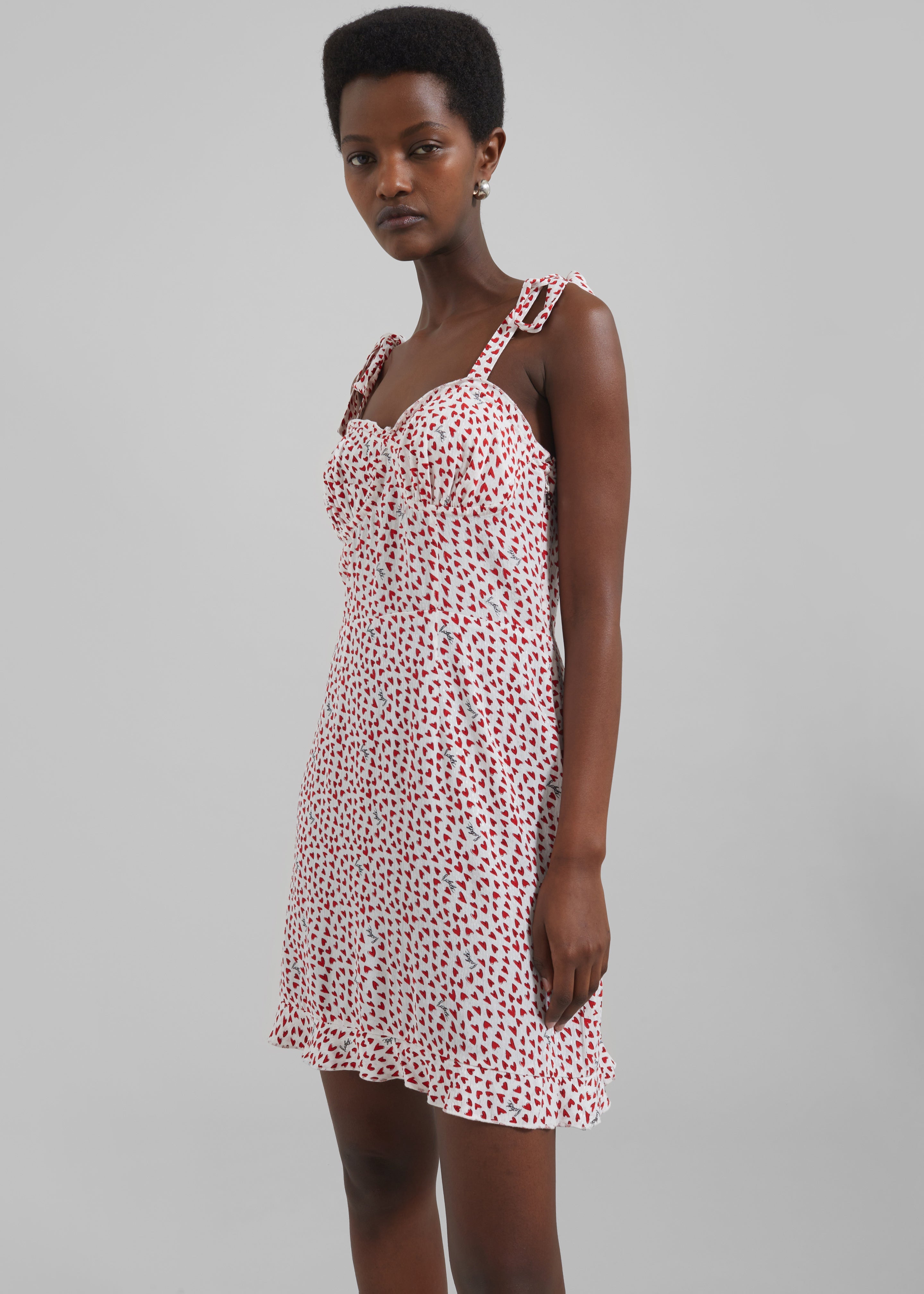 Rotate Printed Mini Ruffle Dress - Happy Hearts/Bright White Comb - 6