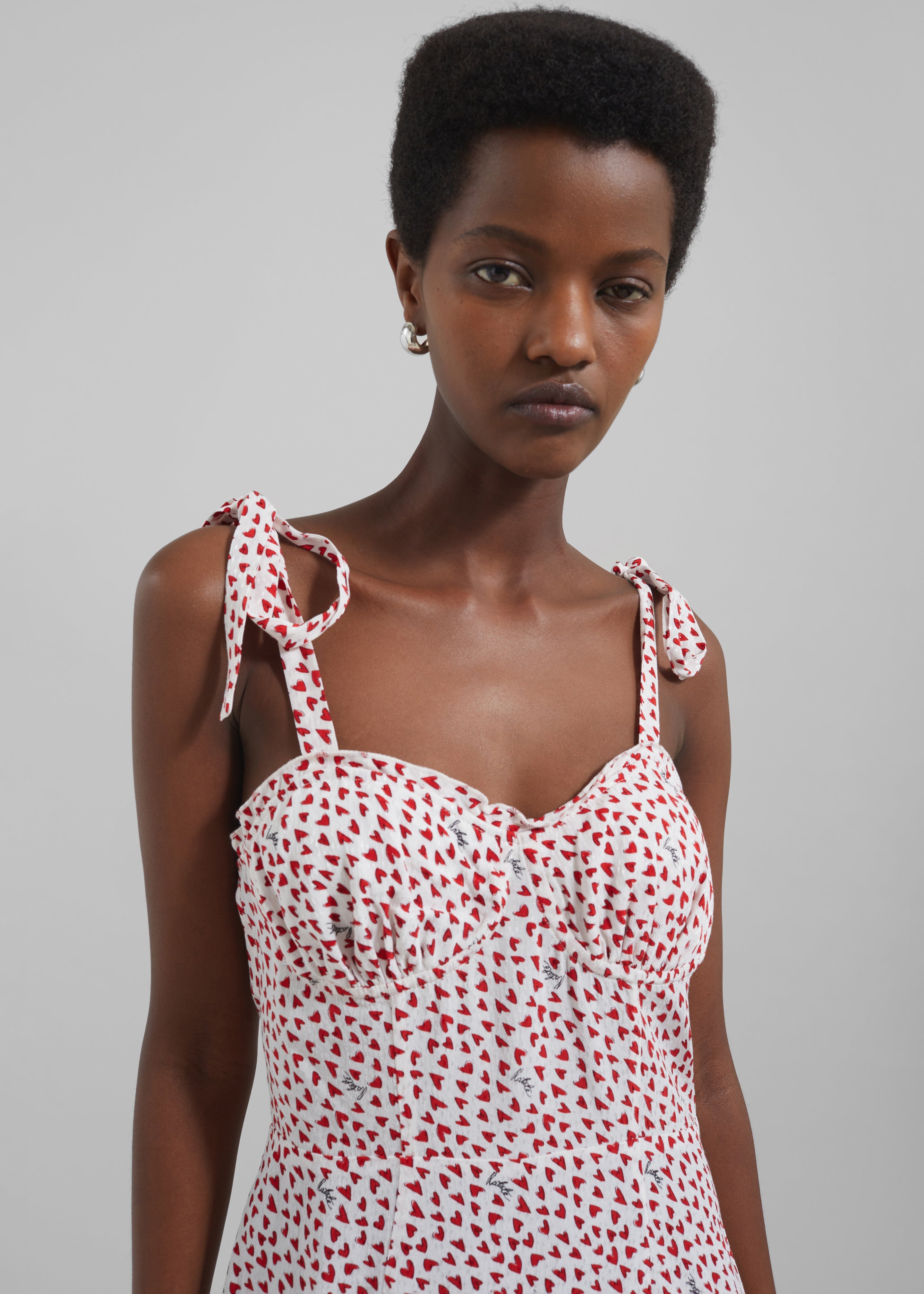 Rotate Printed Mini Ruffle Dress - Happy Hearts/Bright White Comb - 2