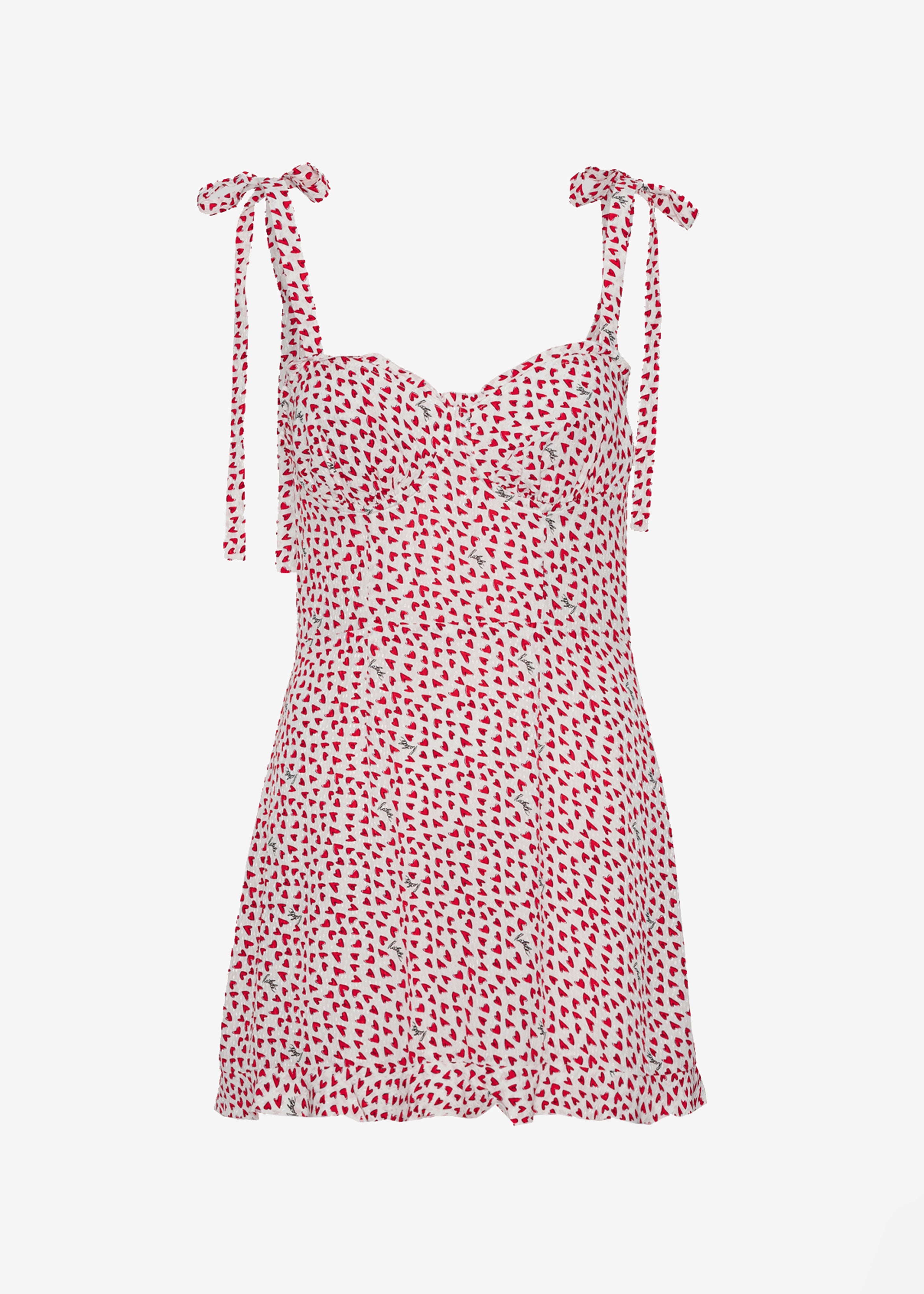 Rotate Printed Mini Ruffle Dress - Happy Hearts/Bright White Comb - 8