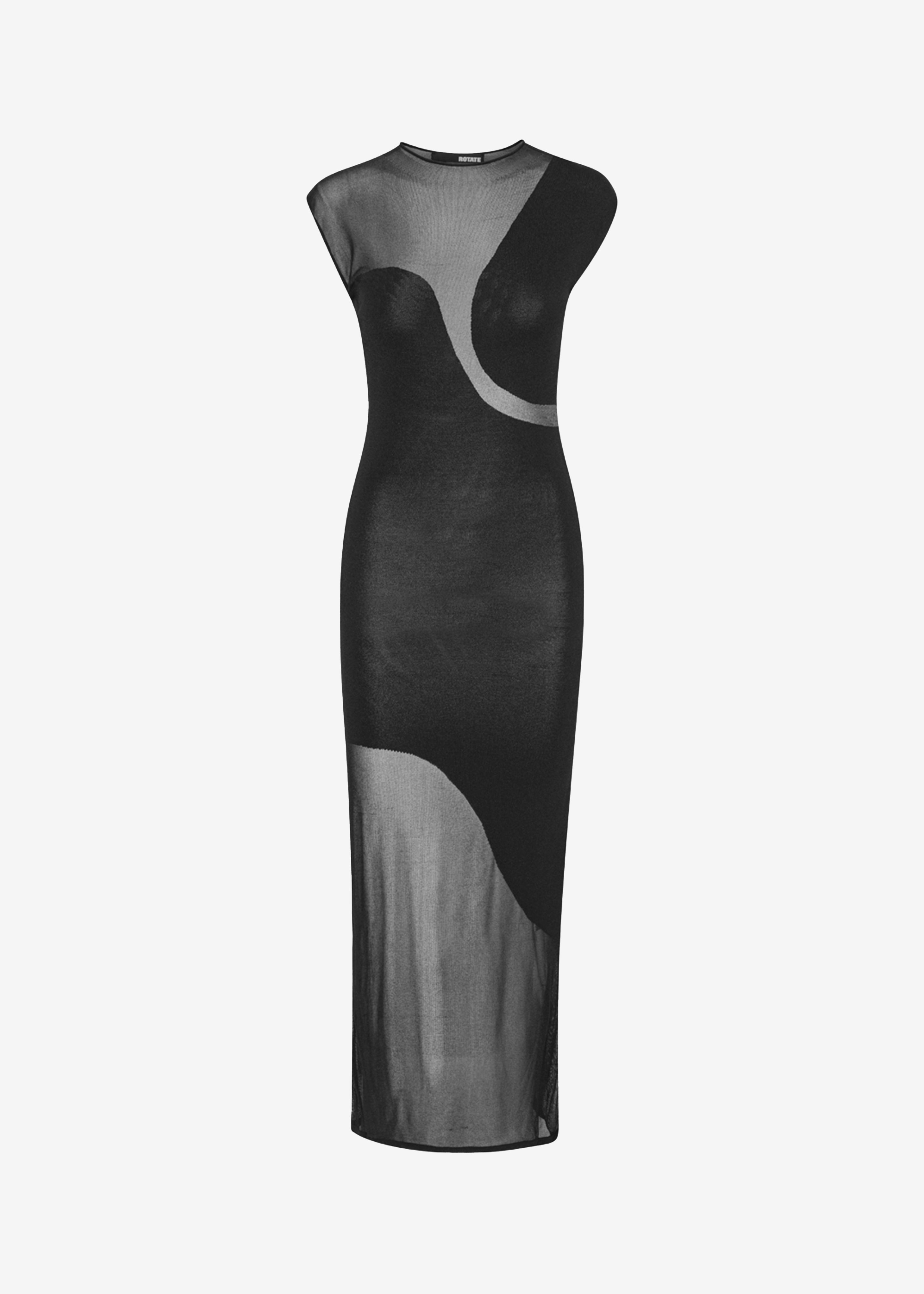 Rotate Sheer Knit Maxi Dress - Black - 8