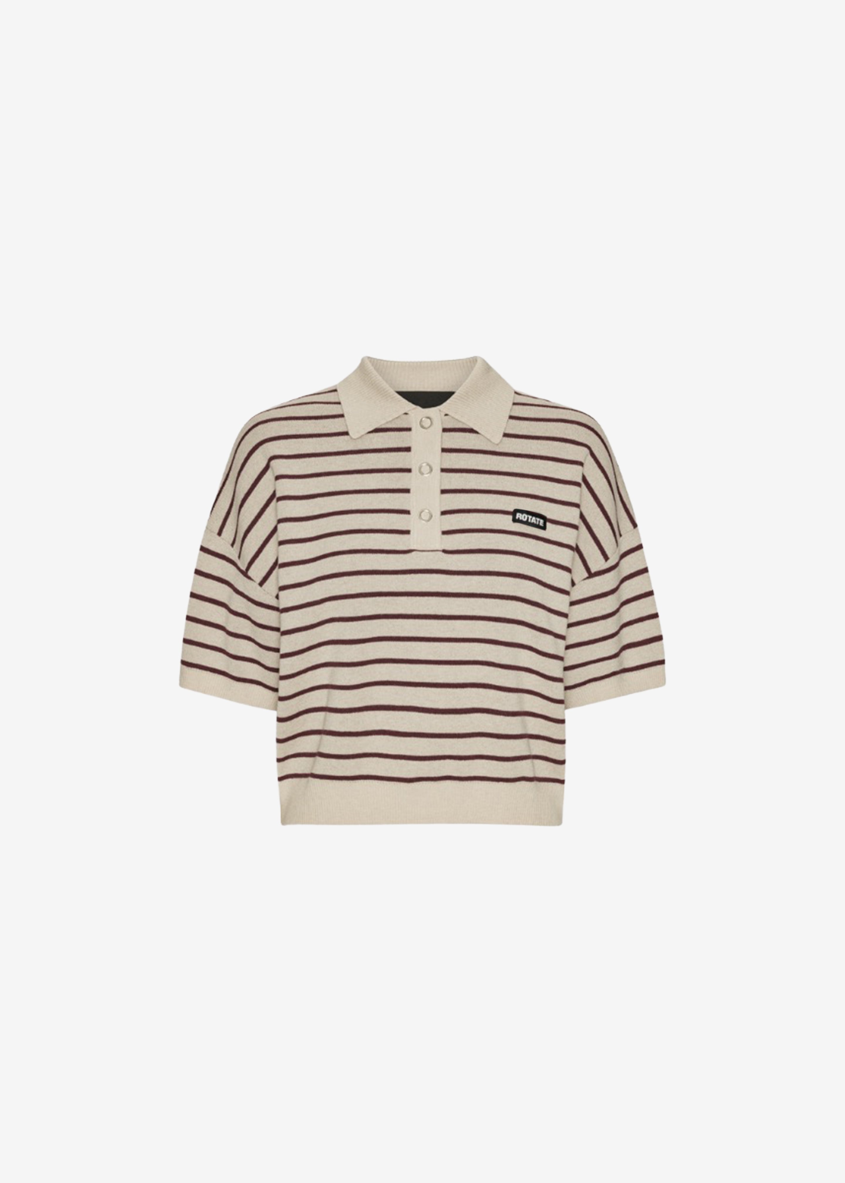 Rotate Slinky Knit Polo - Oatmeal Comb - 6
