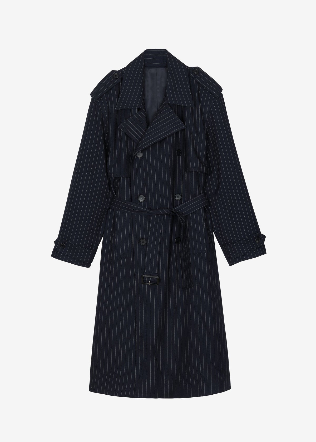 Salford Pinstripe Trench - Navy - 7