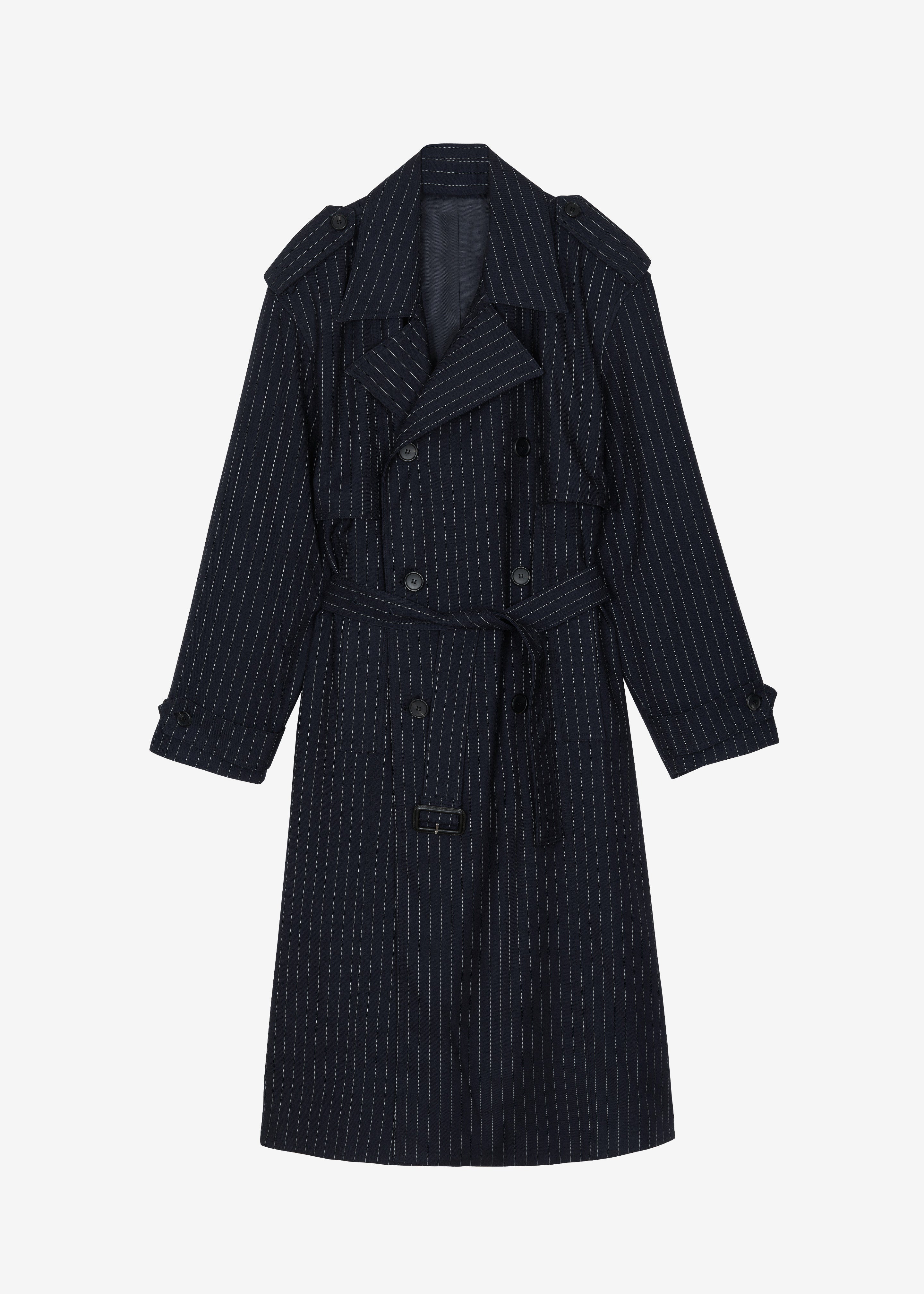 Salford Pinstripe Trench - Navy - 7