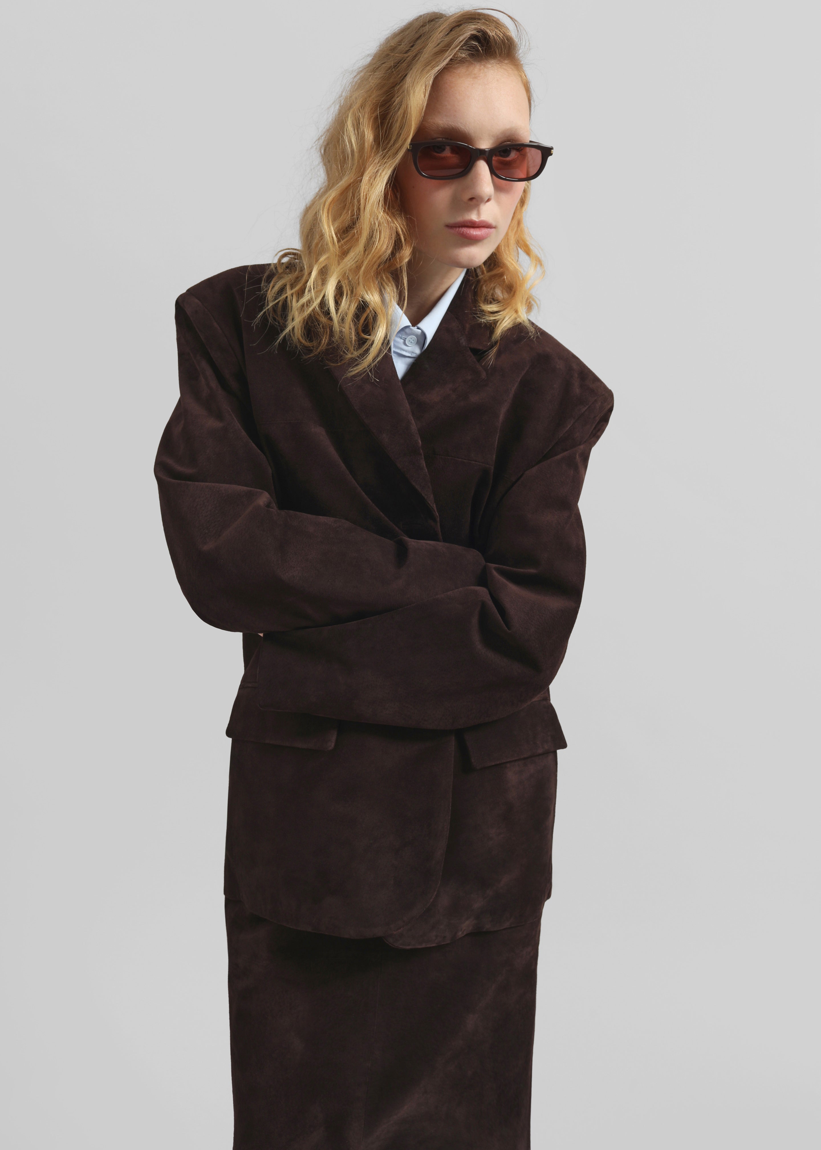 Salnor Suede Blazer - Dark Brown - 4