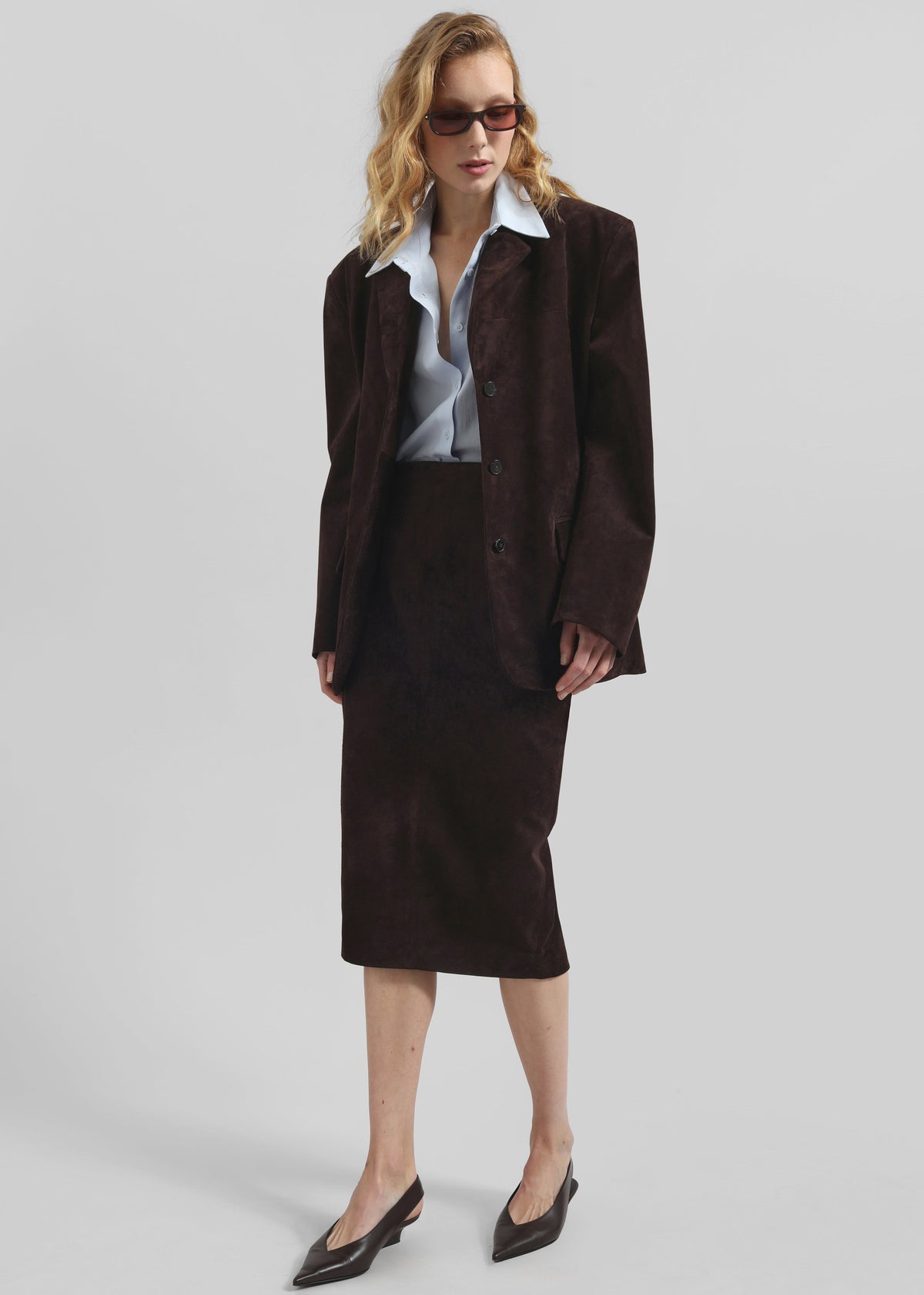 Salnor Suede Blazer - Dark Brown - 3