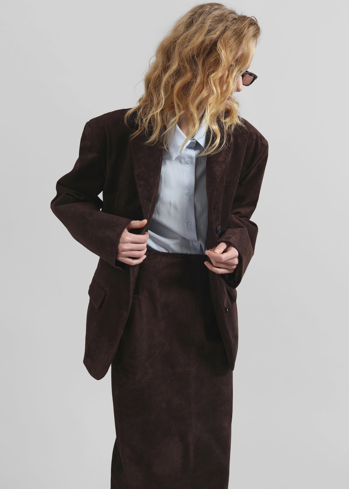 Salnor Suede Midi Skirt - Dark Brown - 3