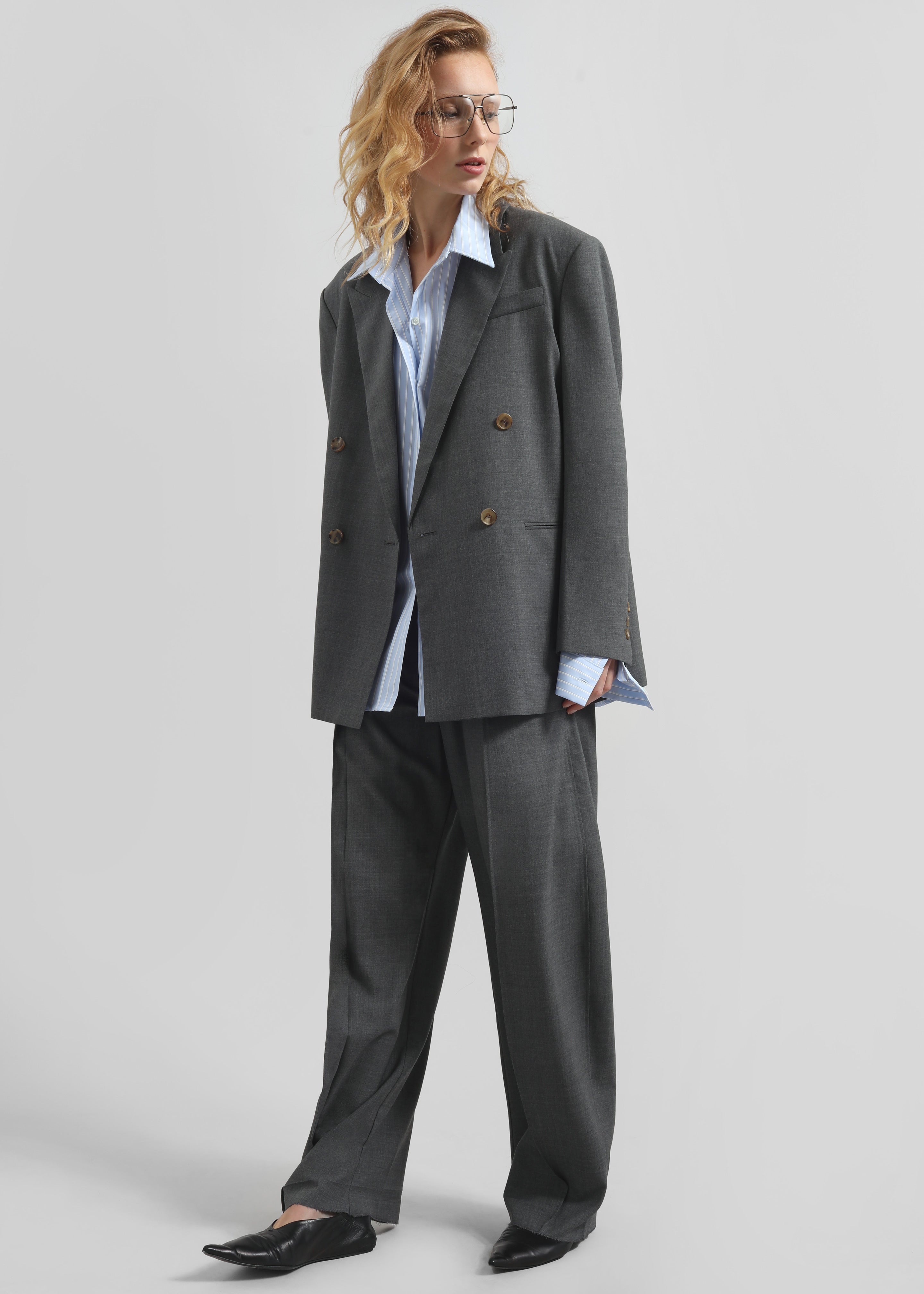 Salpar Tapered Leg Trousers - Dark Grey Melange - 4