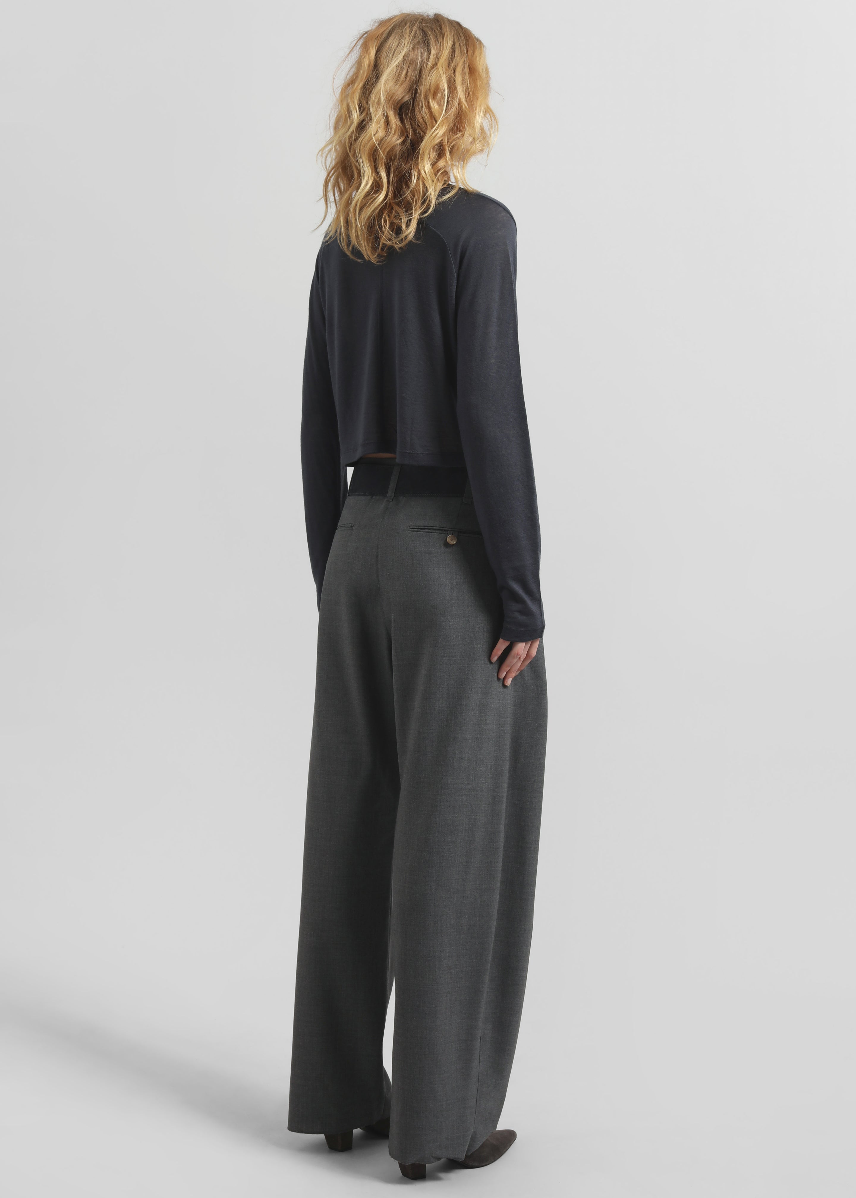 Salpar Tapered Leg Trousers - Dark Grey Melange - 9