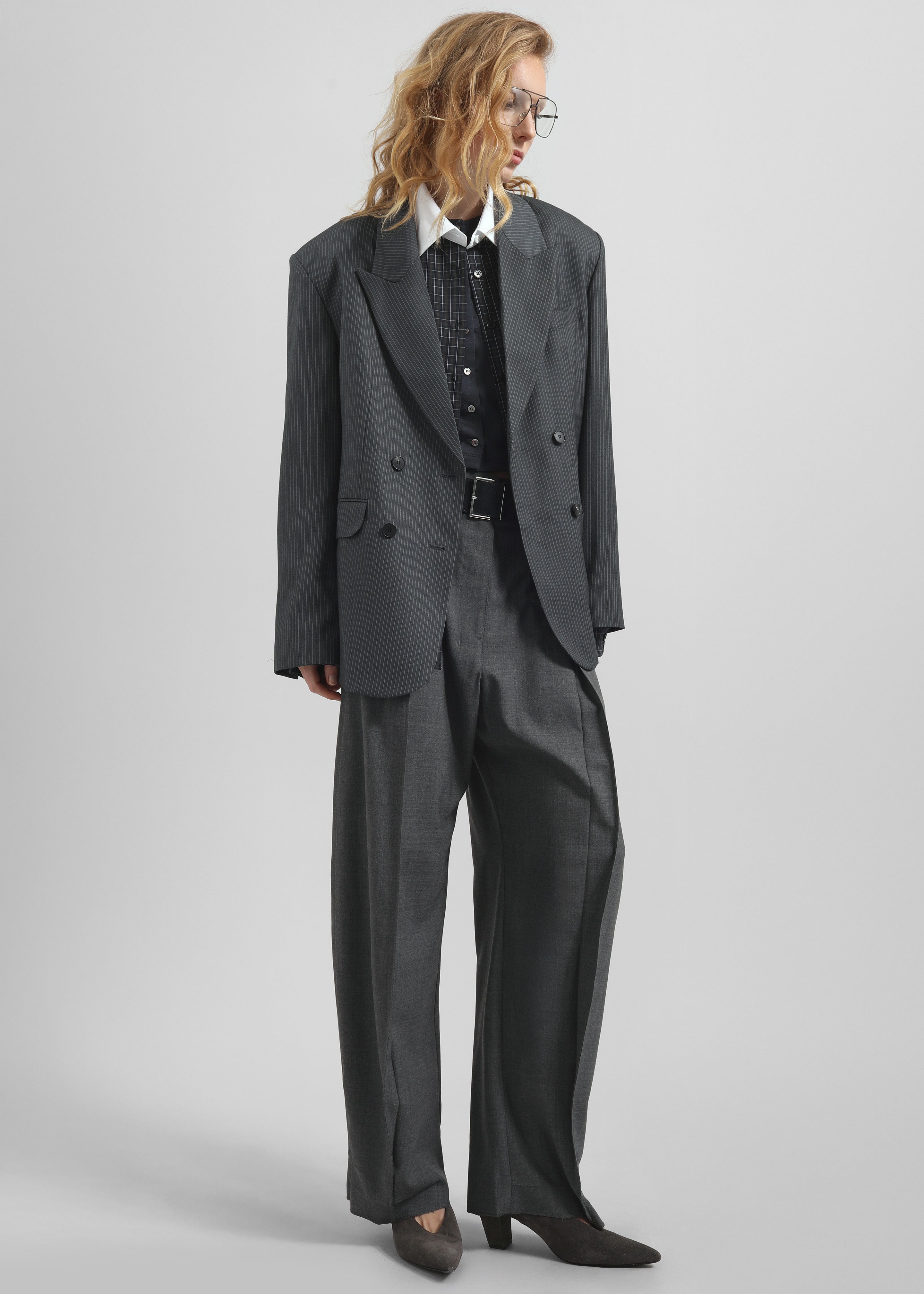 Salpar Tapered Leg Trousers - Dark Grey Melange - 6