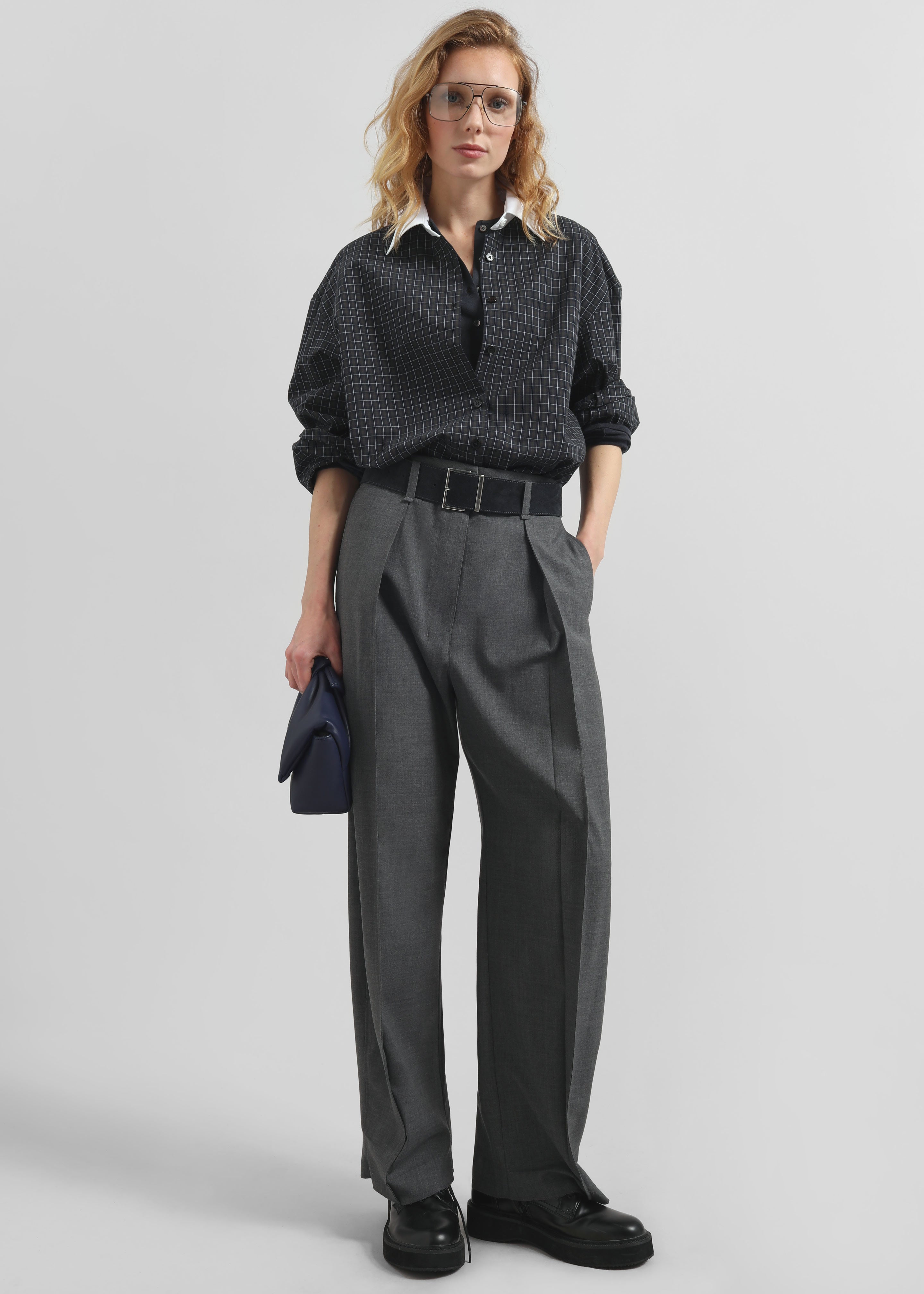 Salpar Tapered Leg Trousers - Dark Grey Melange - 5