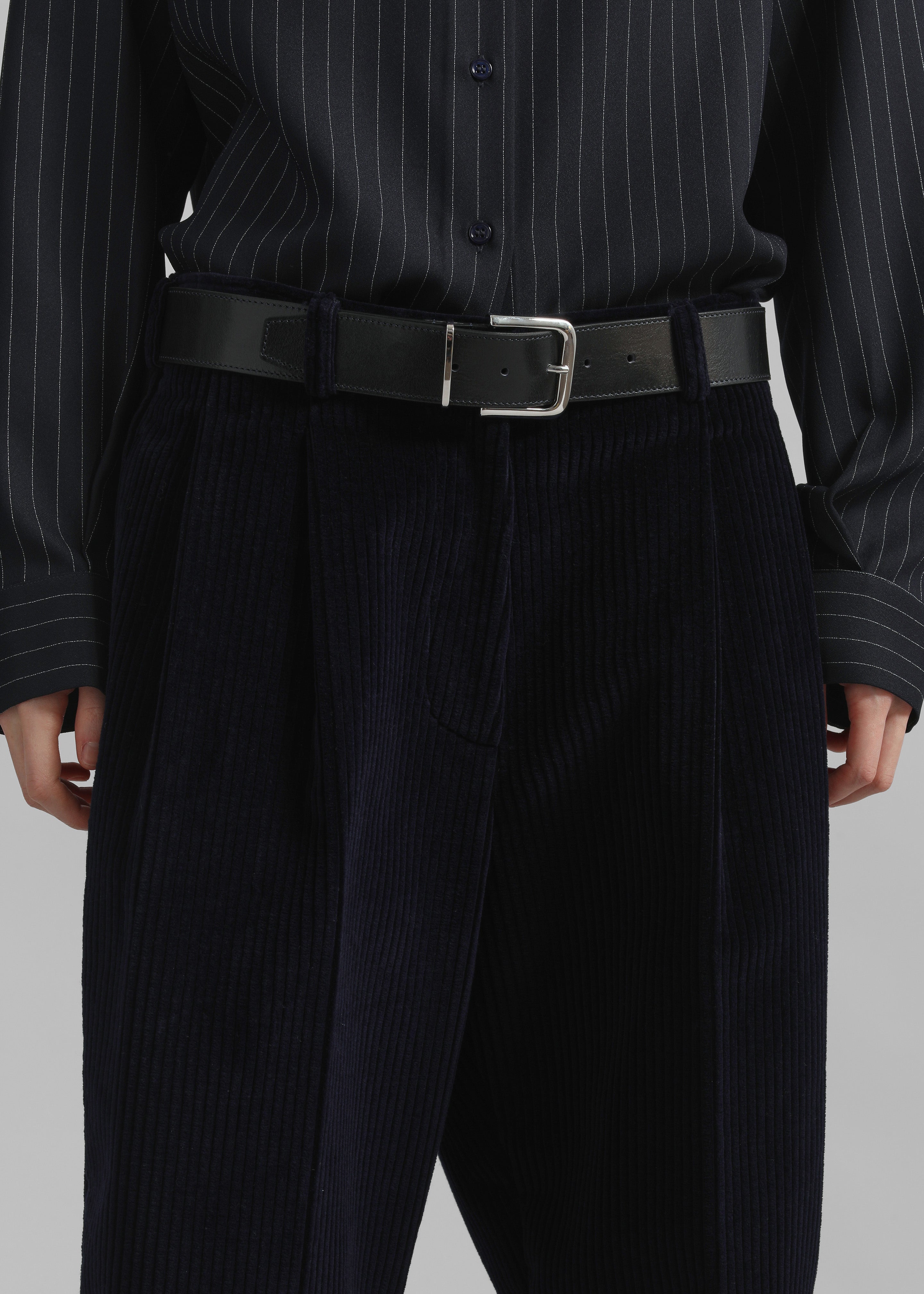 Sarno Leather Belt - Black/Silver - 5