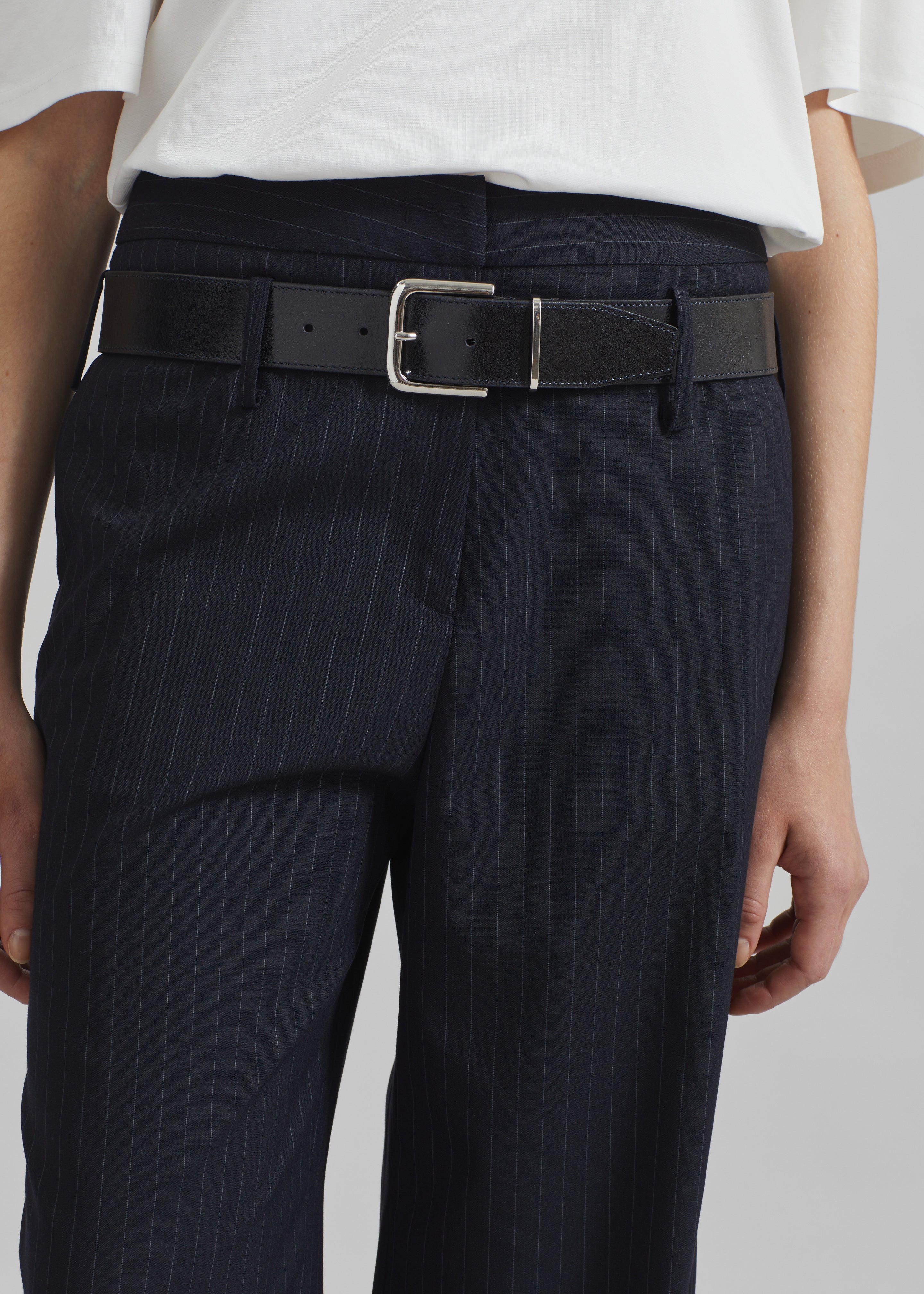 Sarno Leather Belt - Black/Silver - 4