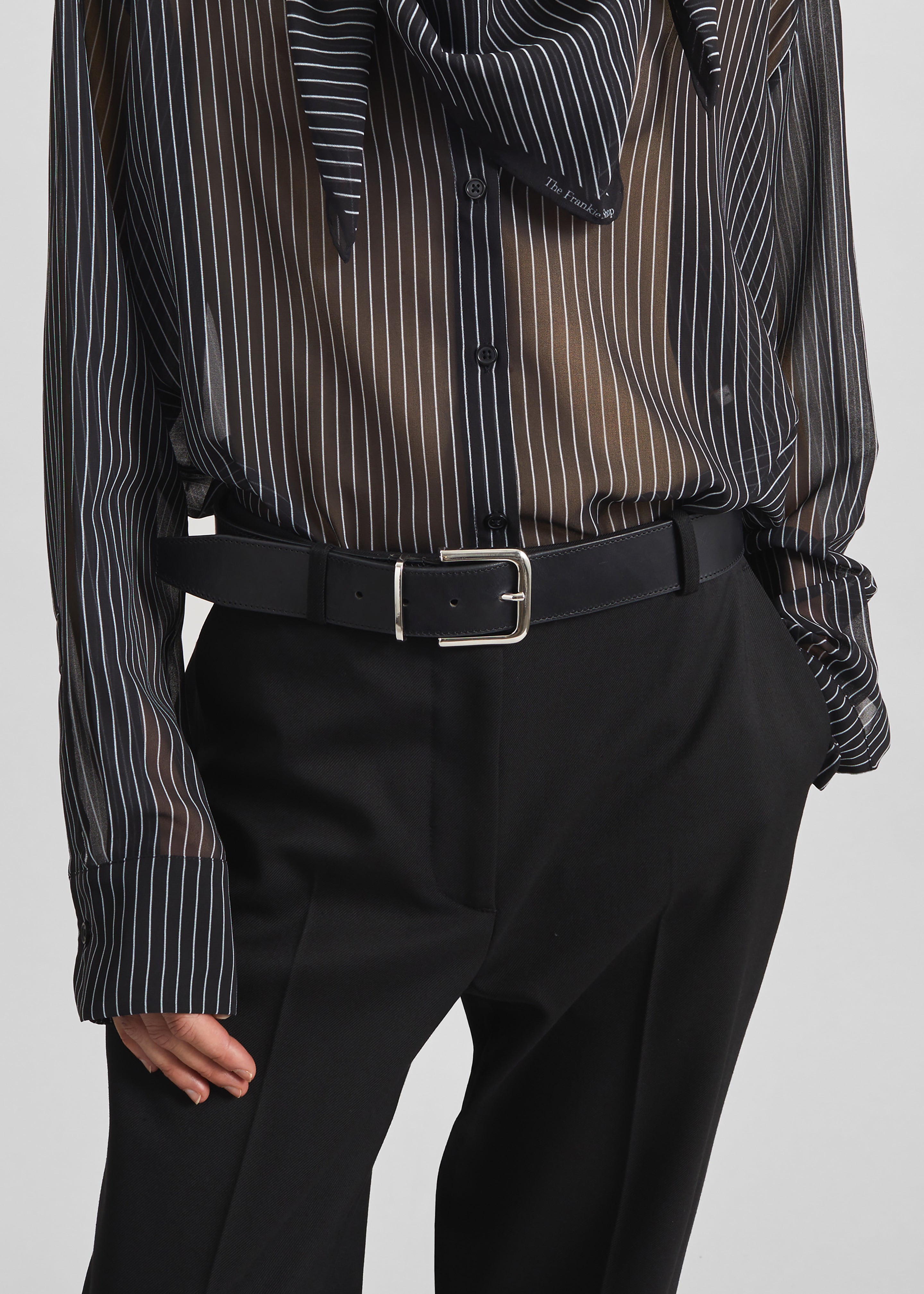 Sarno Leather Belt - Black/Silver - 3