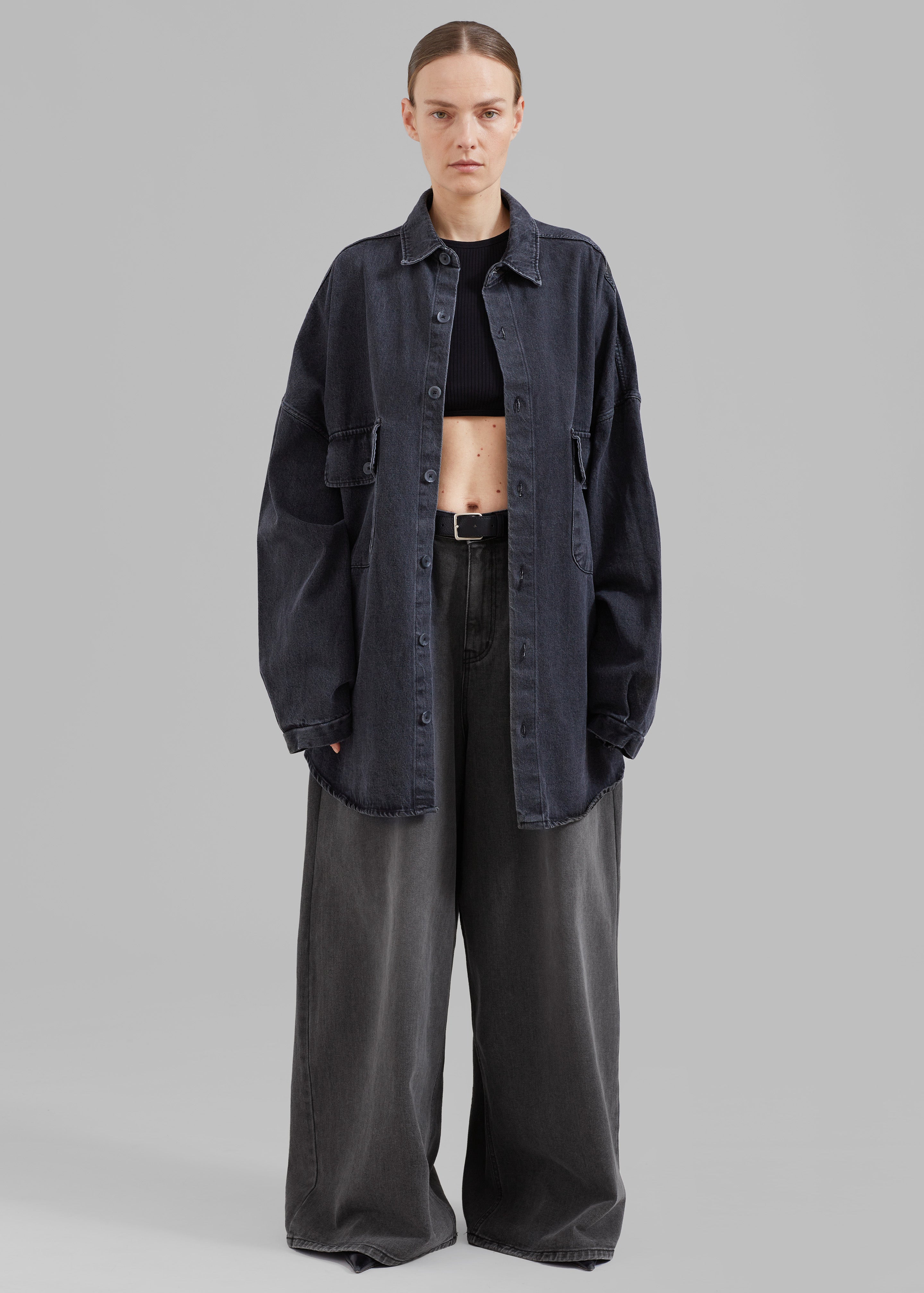 Sasha Wide Leg Jeans - Dark Grey - 10