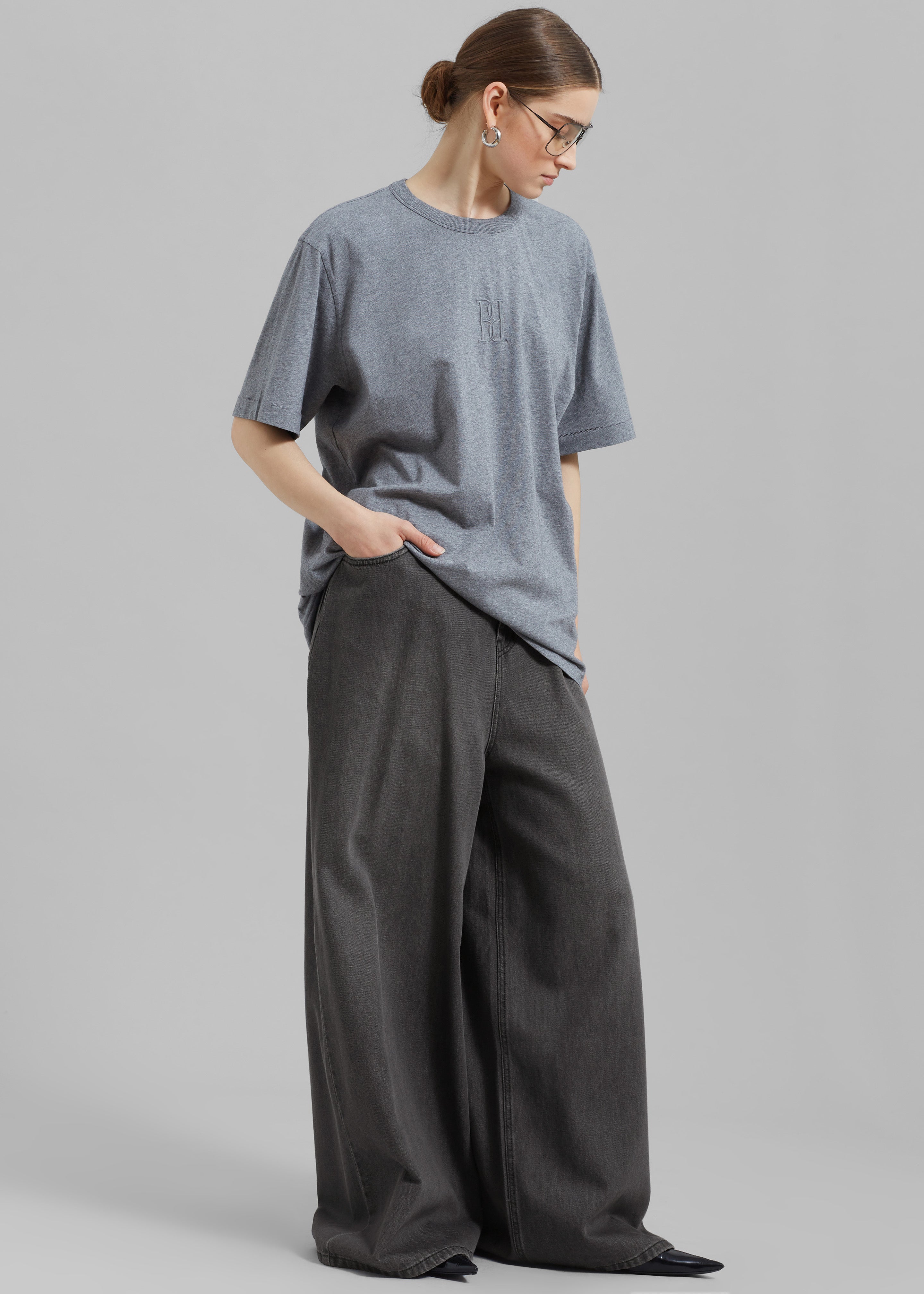 Sasha Wide Leg Jeans - Dark Grey - 11