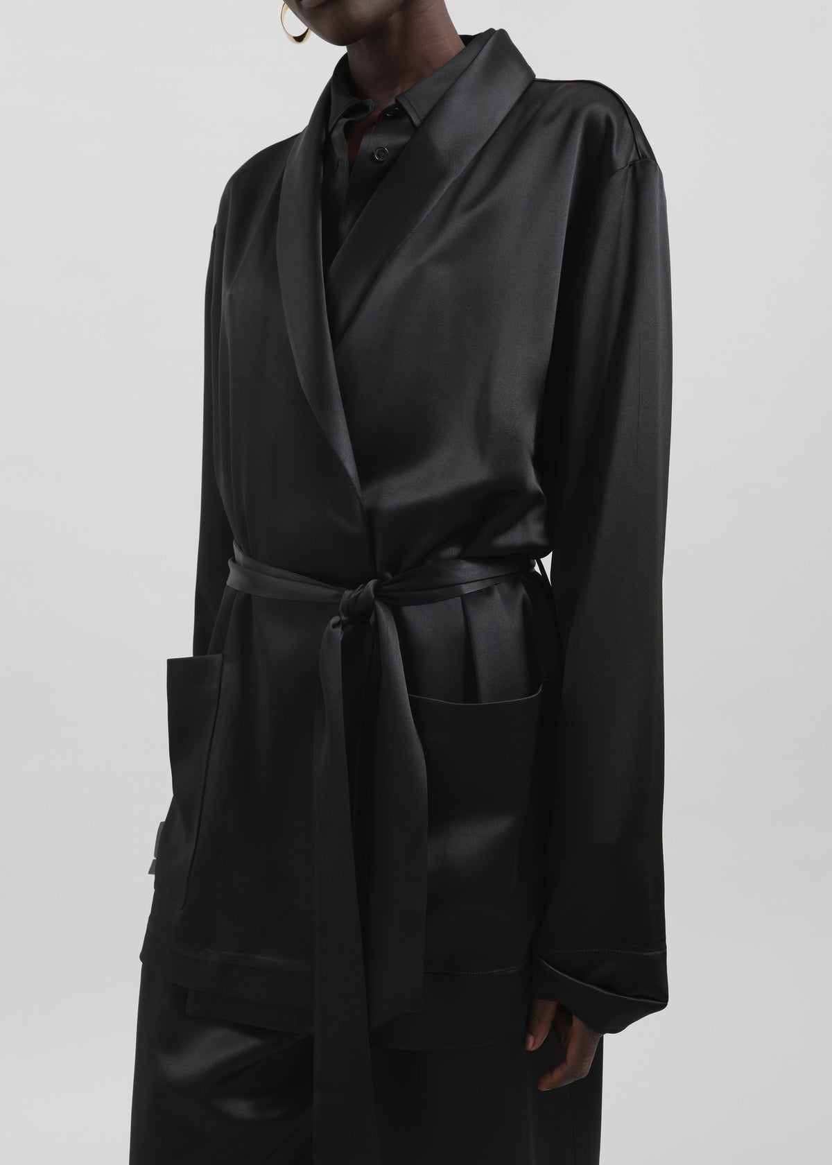Scarlett Satin Kimono Jacket - Black - 3