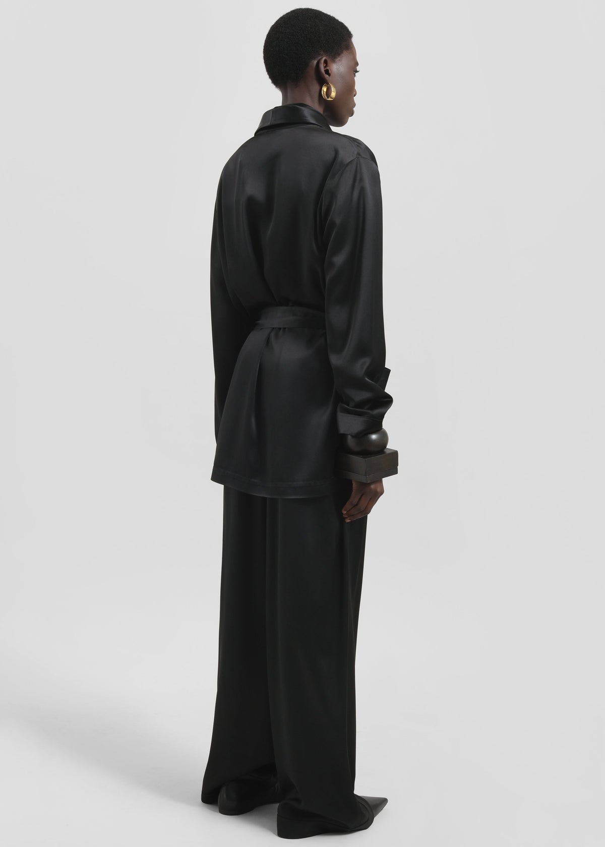 Scarlett Satin Kimono Jacket - Black - 5
