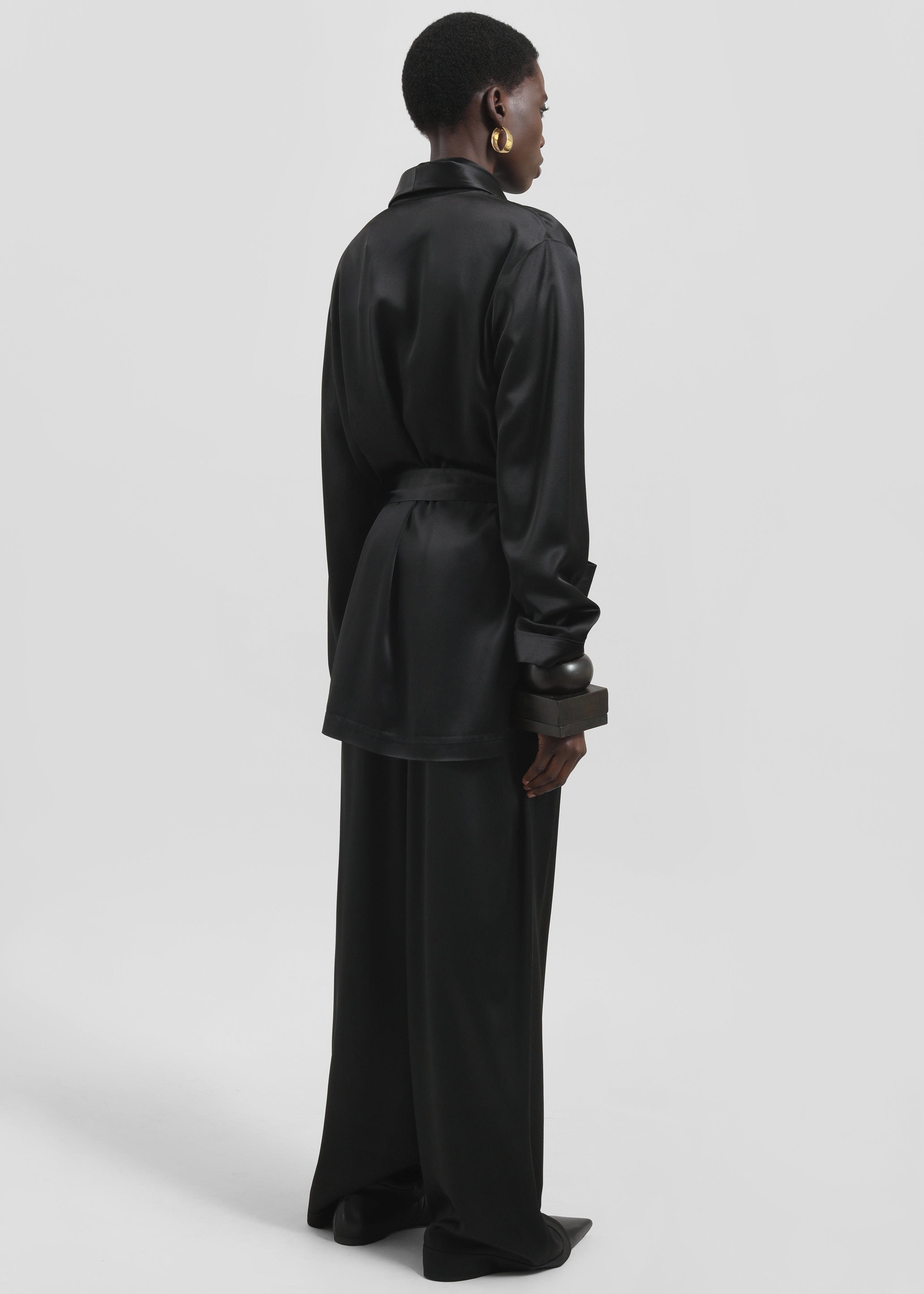 Scarlett Satin Kimono Jacket - Black - 5