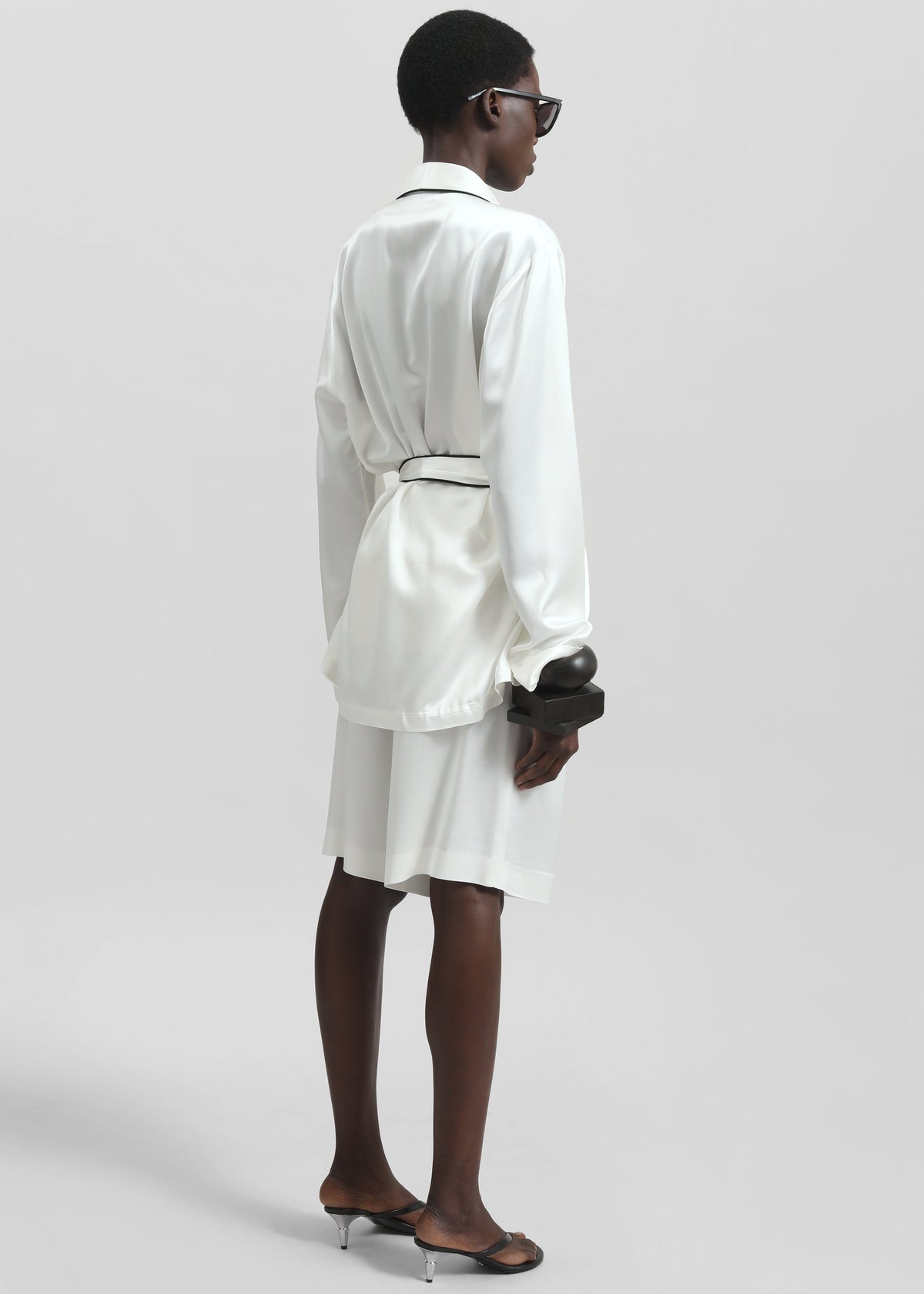 Scarlett Satin Kimono Jacket - White - 5