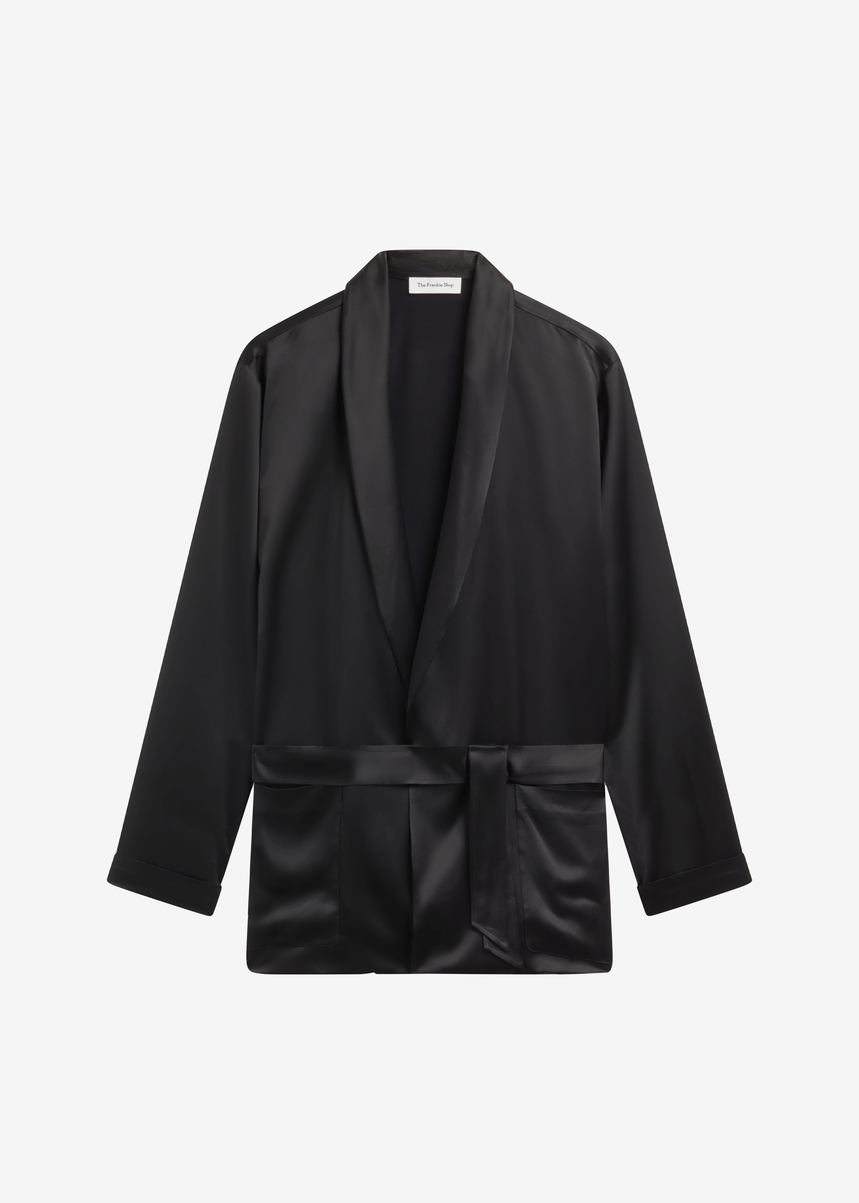 Scarlett Satin Kimono Jacket - Black - 6