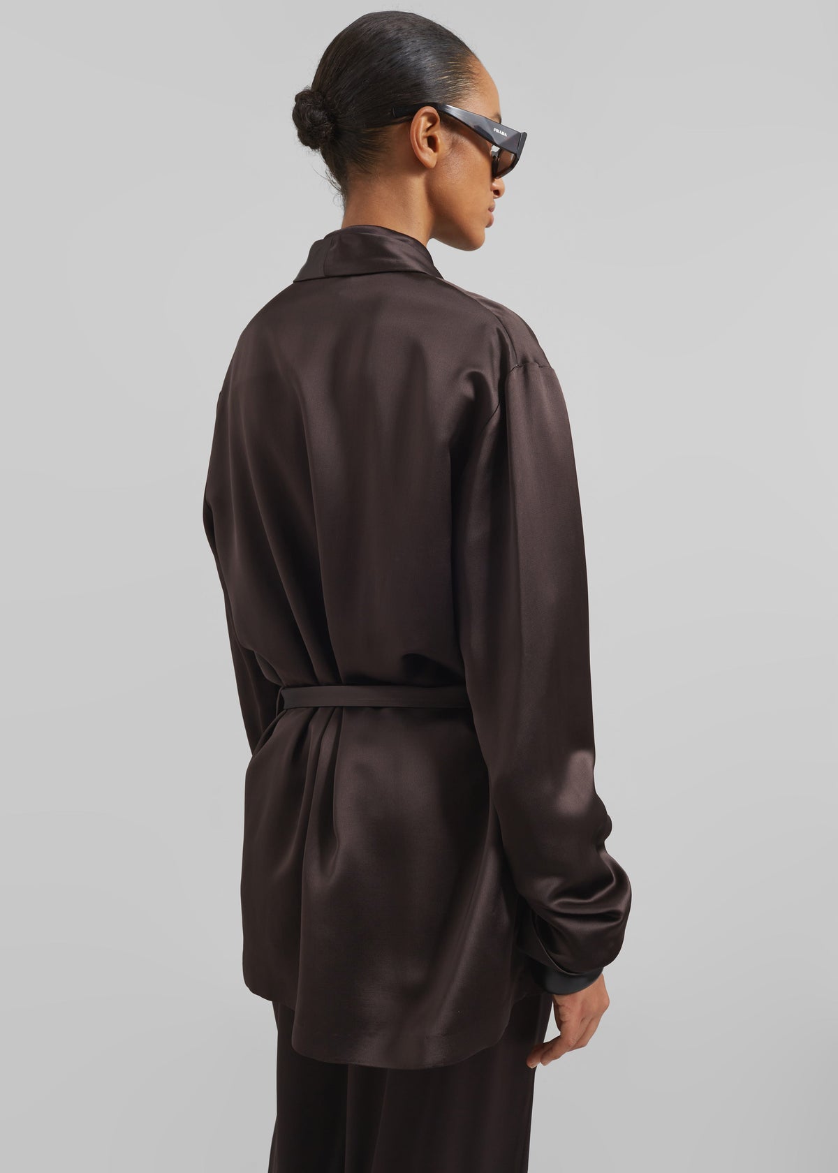 Scarlett Satin Kimono Jacket - Brown - 7