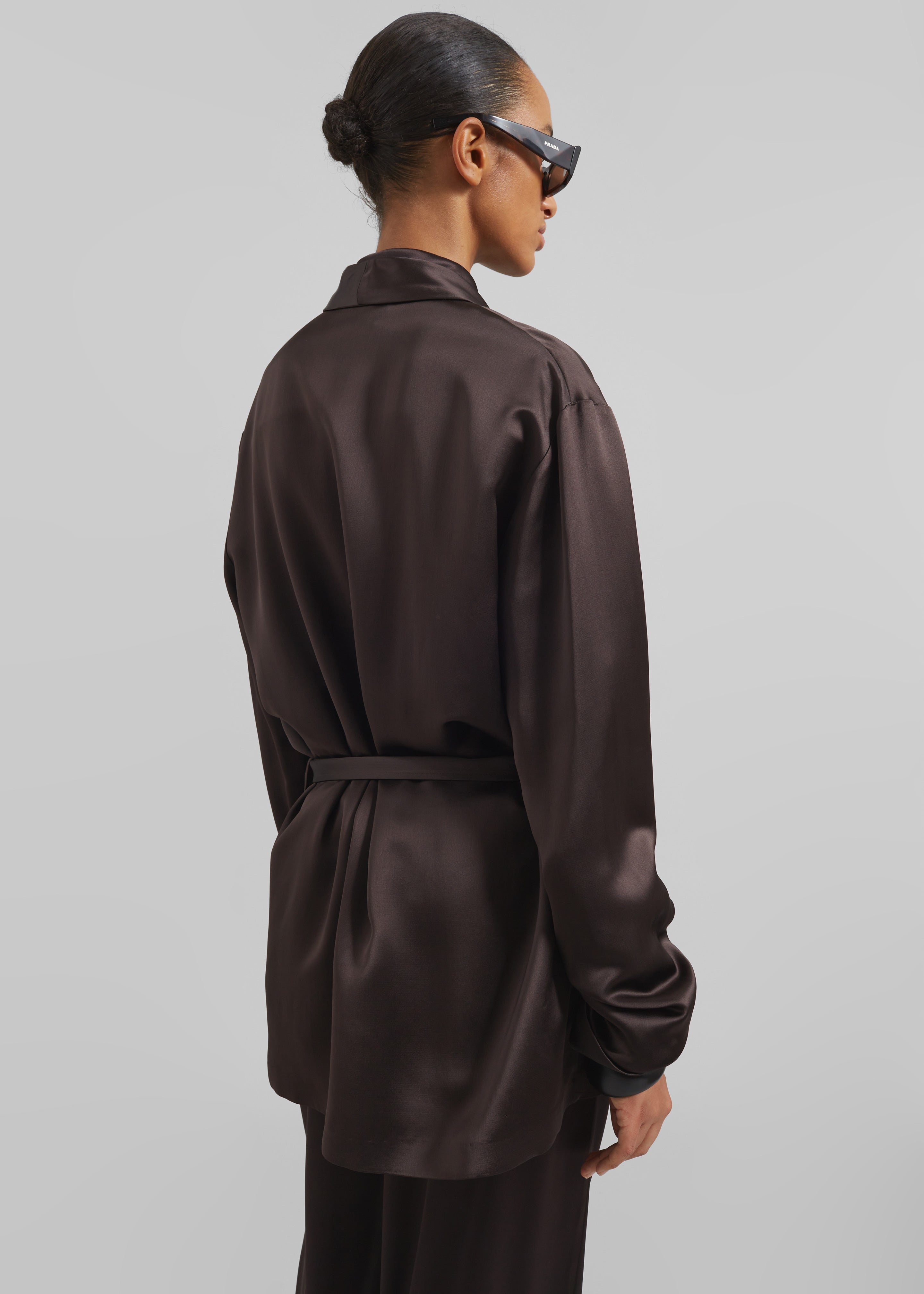 Scarlett Satin Kimono Jacket - Brown - 7