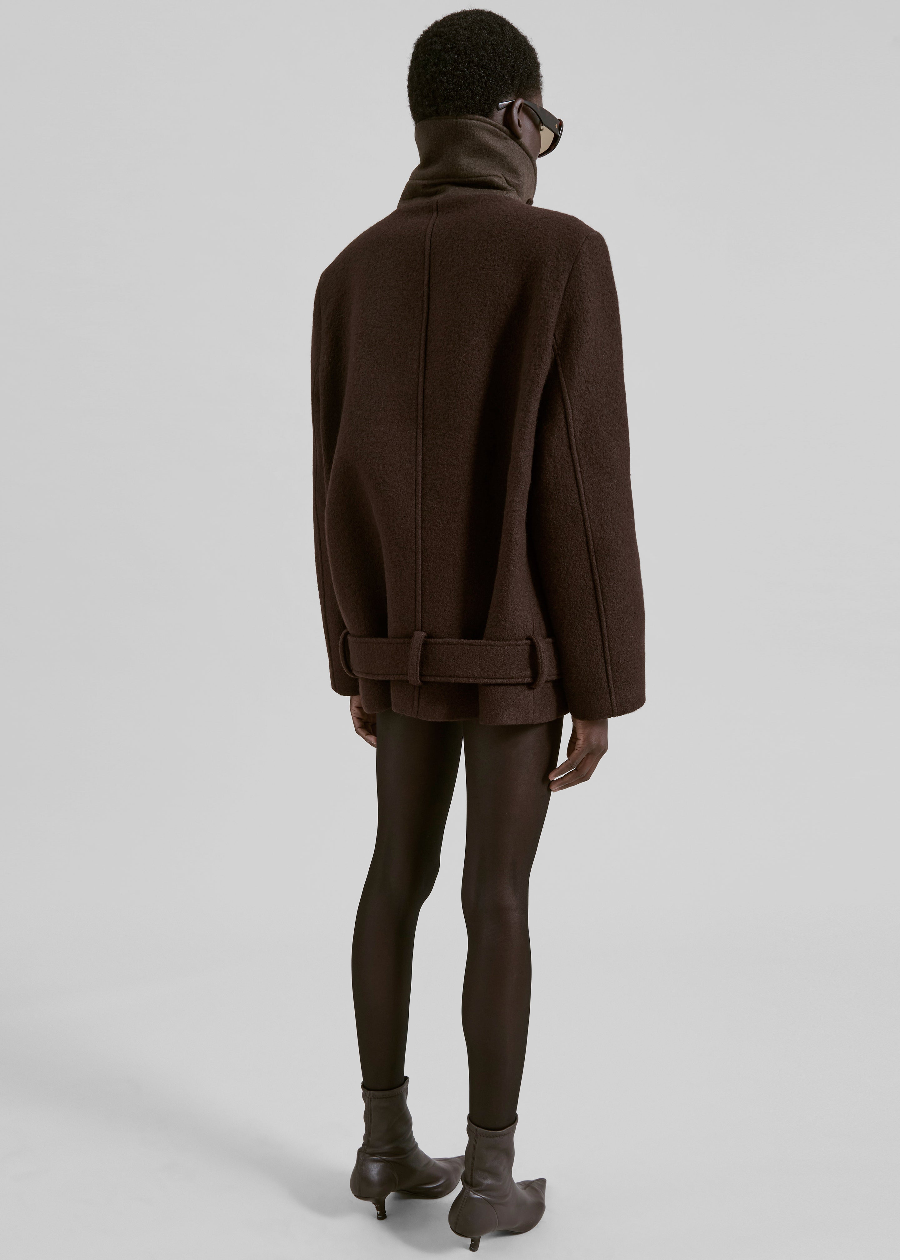 Scothern Brushed Wool Peacoat - Brown - 10