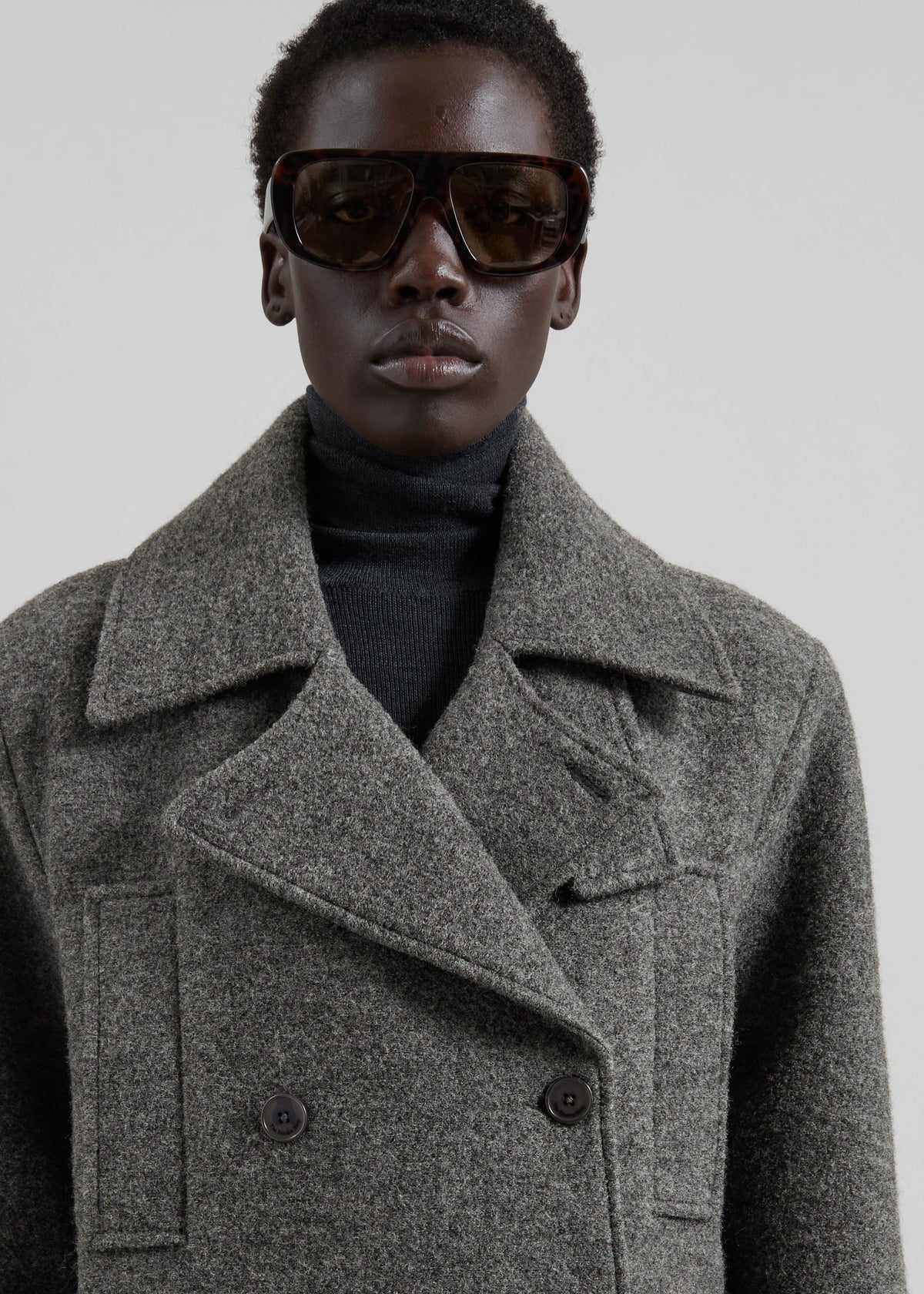 Scothern Brushed Wool Peacoat - Grey Melange - 9