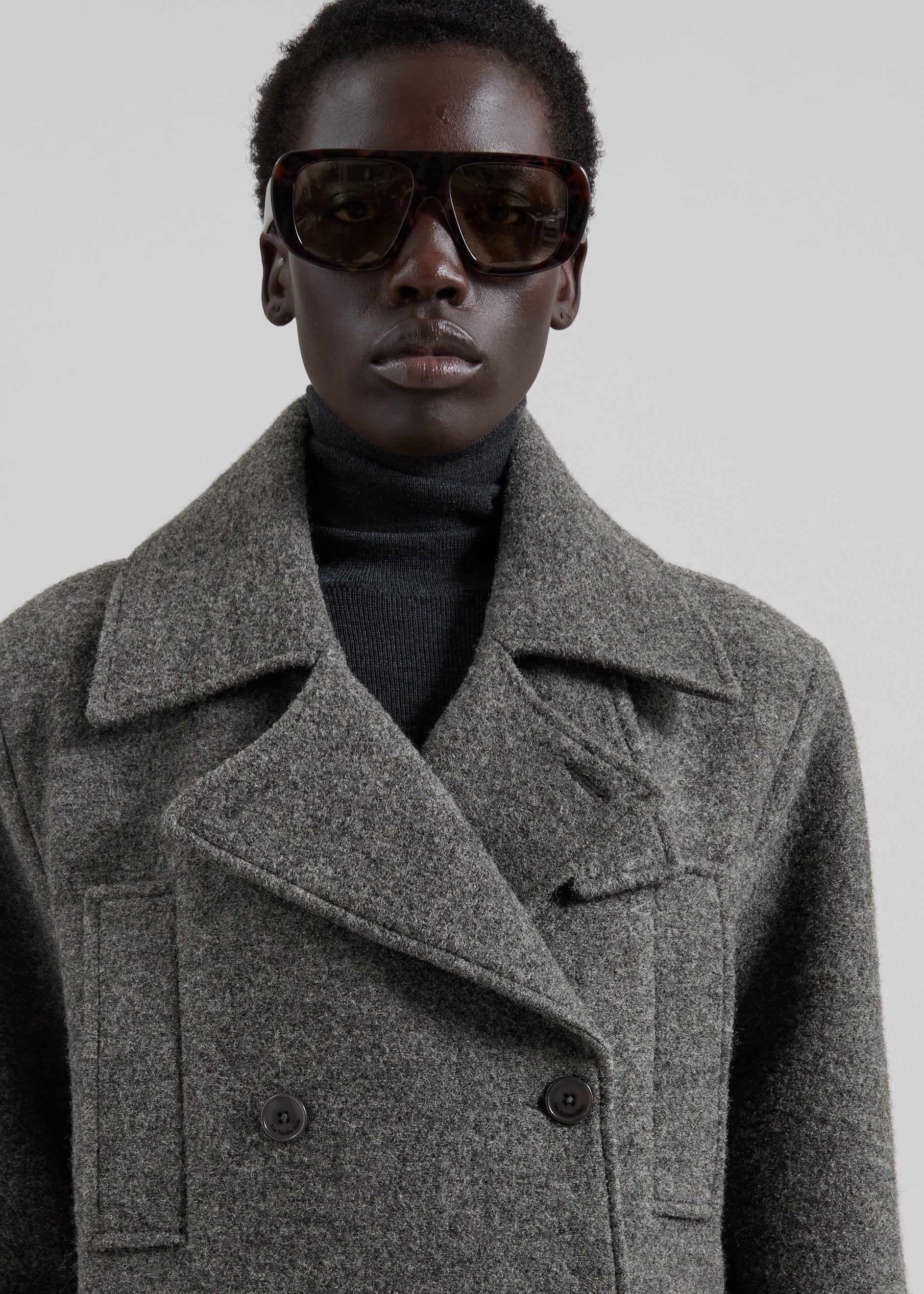 Scothern Brushed Wool Peacoat - Grey Melange - 9