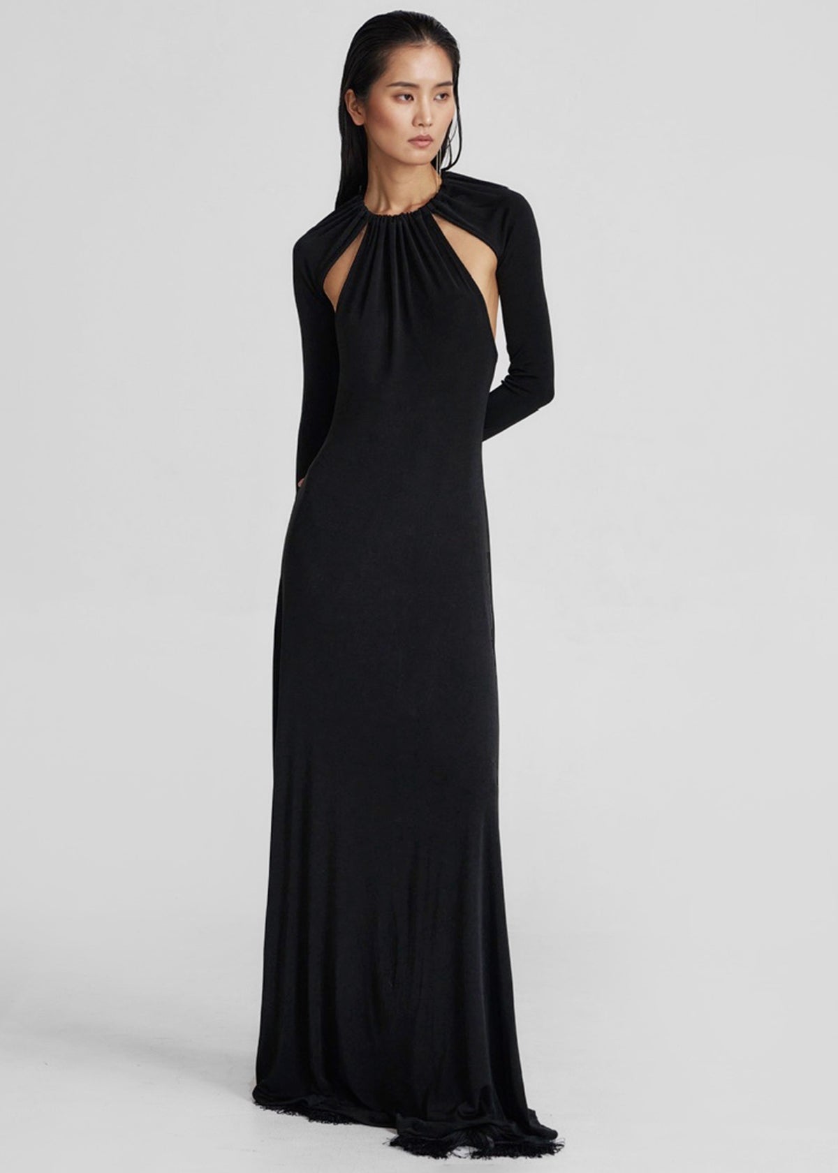 Seskin Evening Maxi Dress - Black - 5