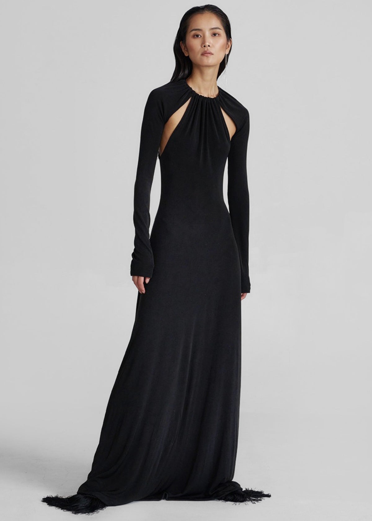 Seskin Evening Maxi Dress - Black - 7
