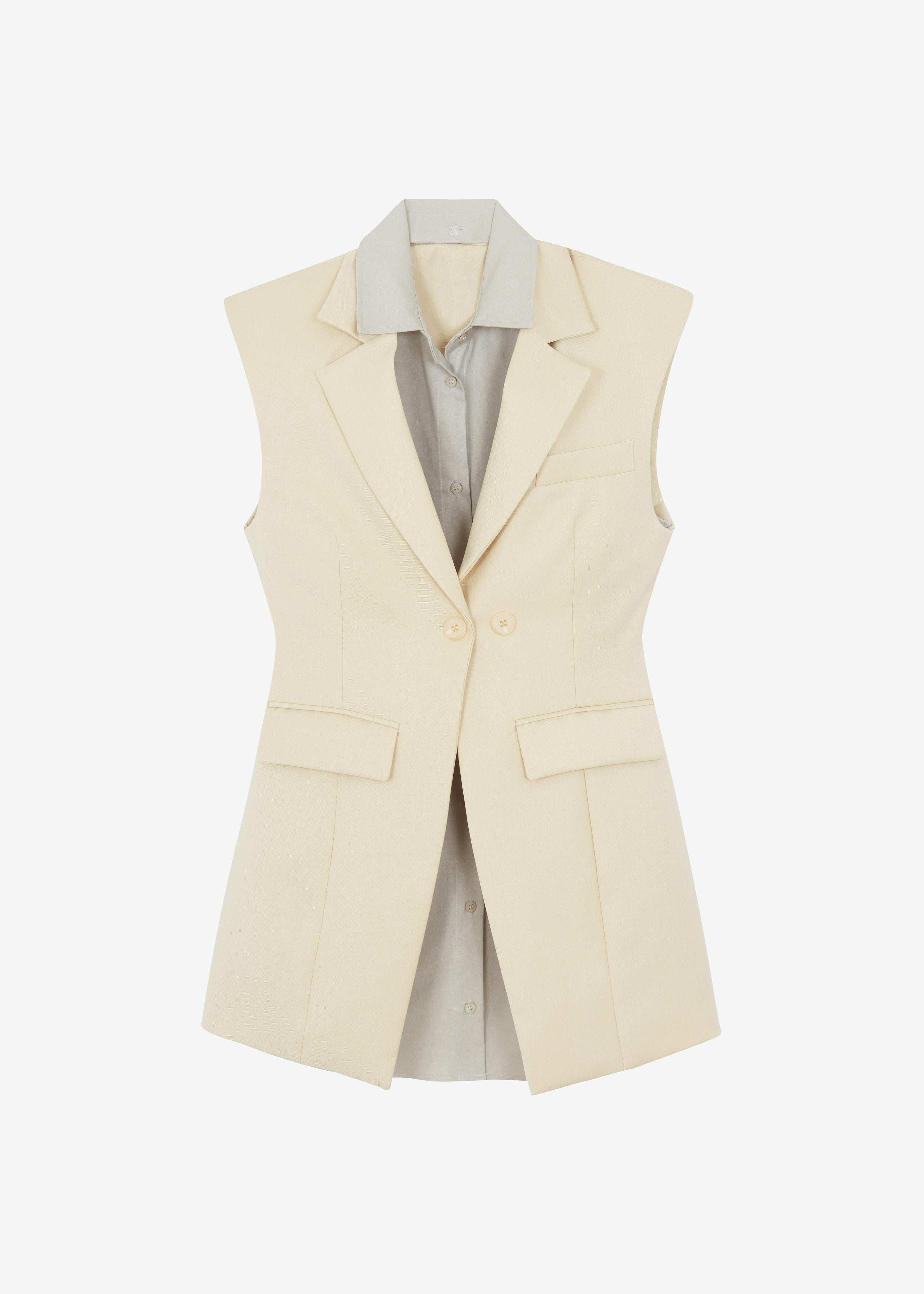 Shari Layered Vest - Beige - 9