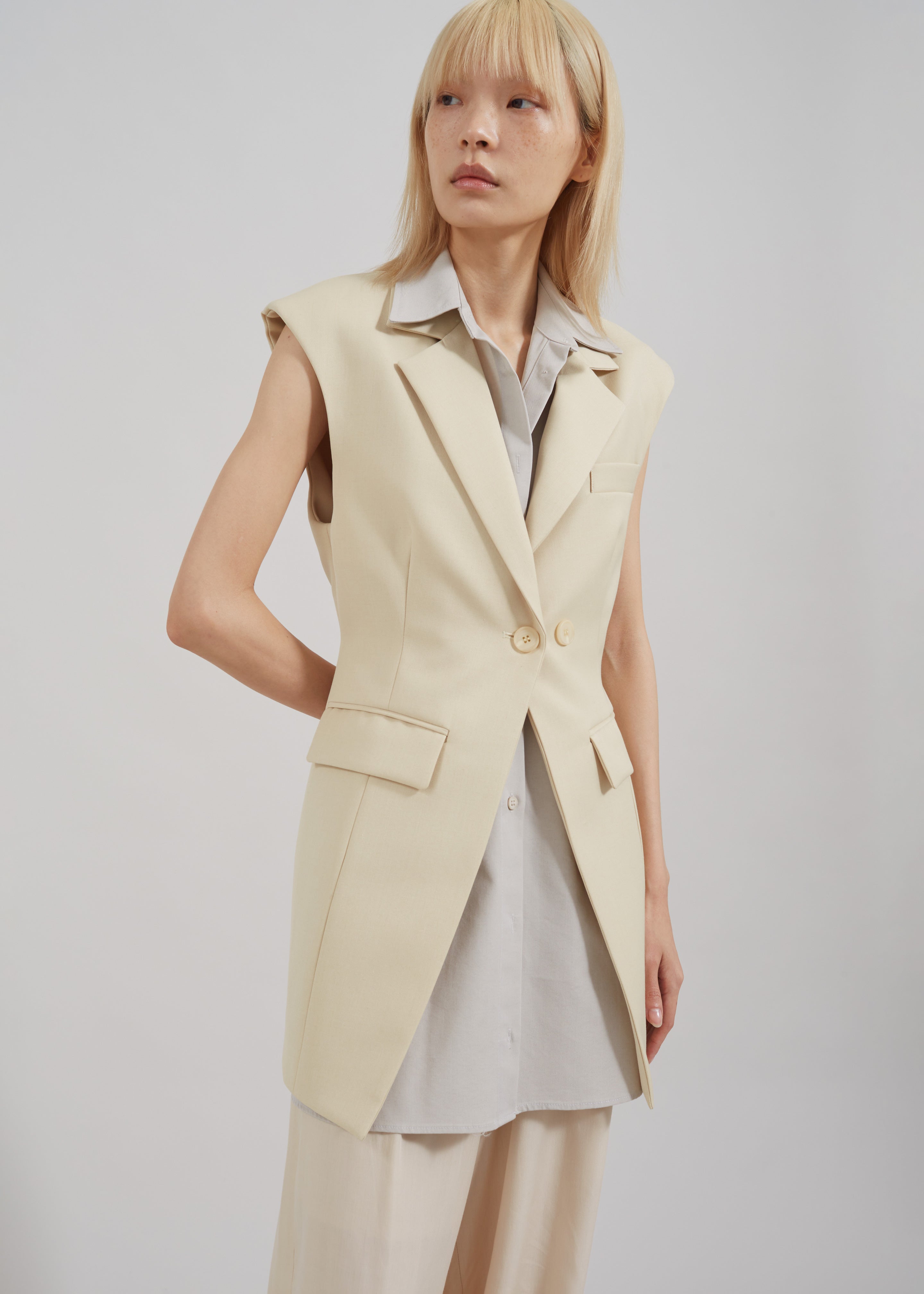 Shari Layered Vest - Beige - 6