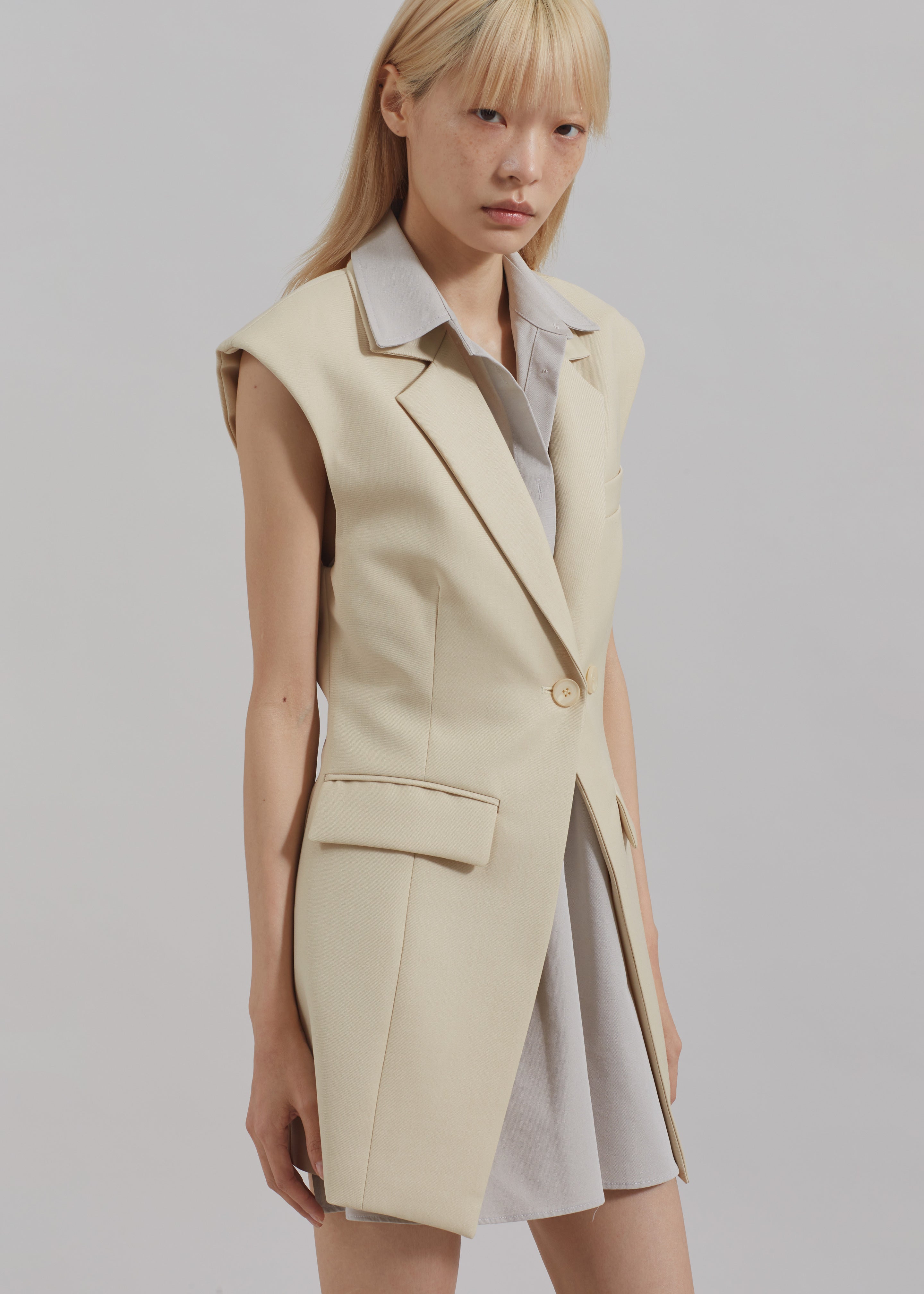 Shari Layered Vest - Beige - 7