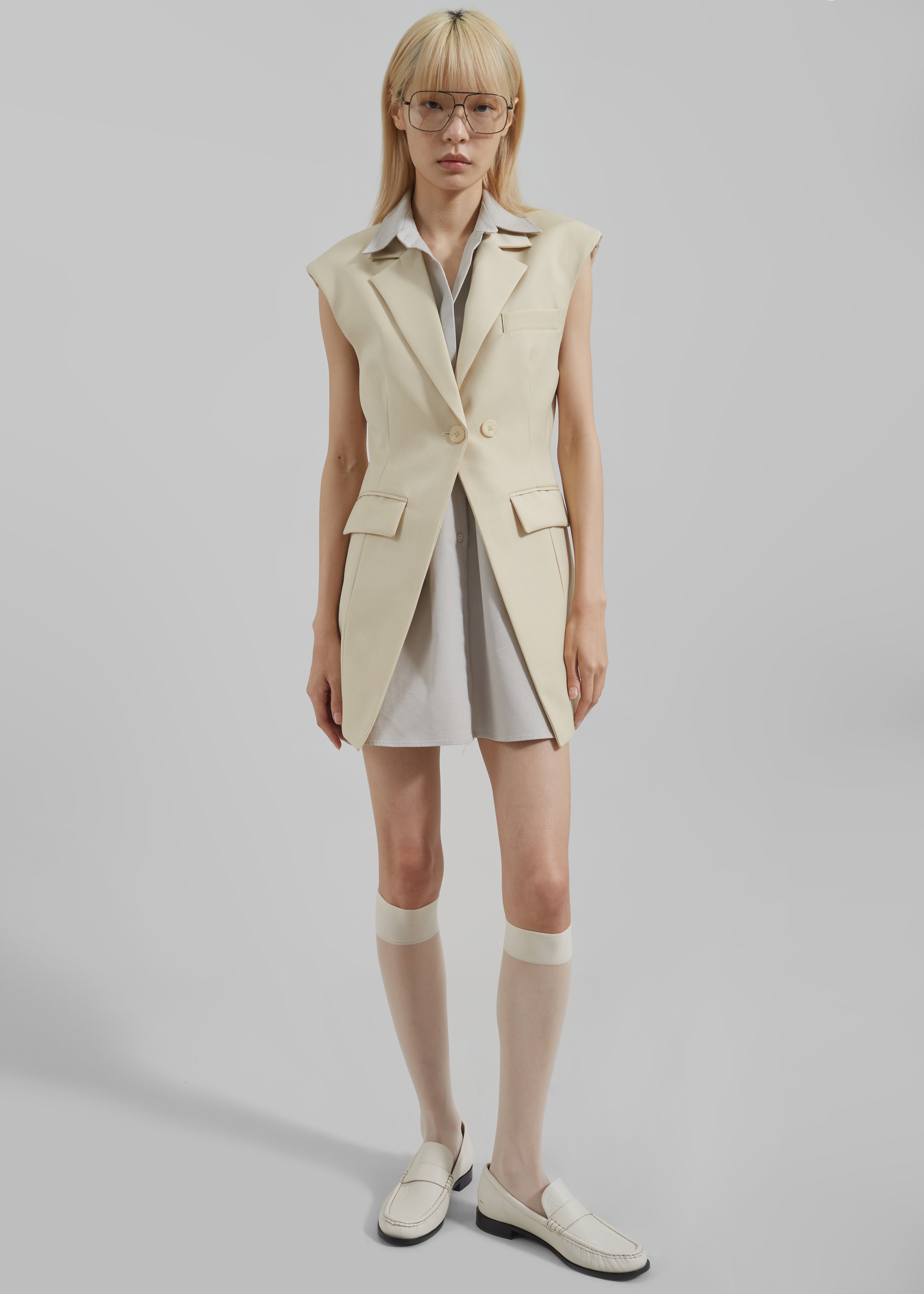 Shari Layered Vest - Beige - 1