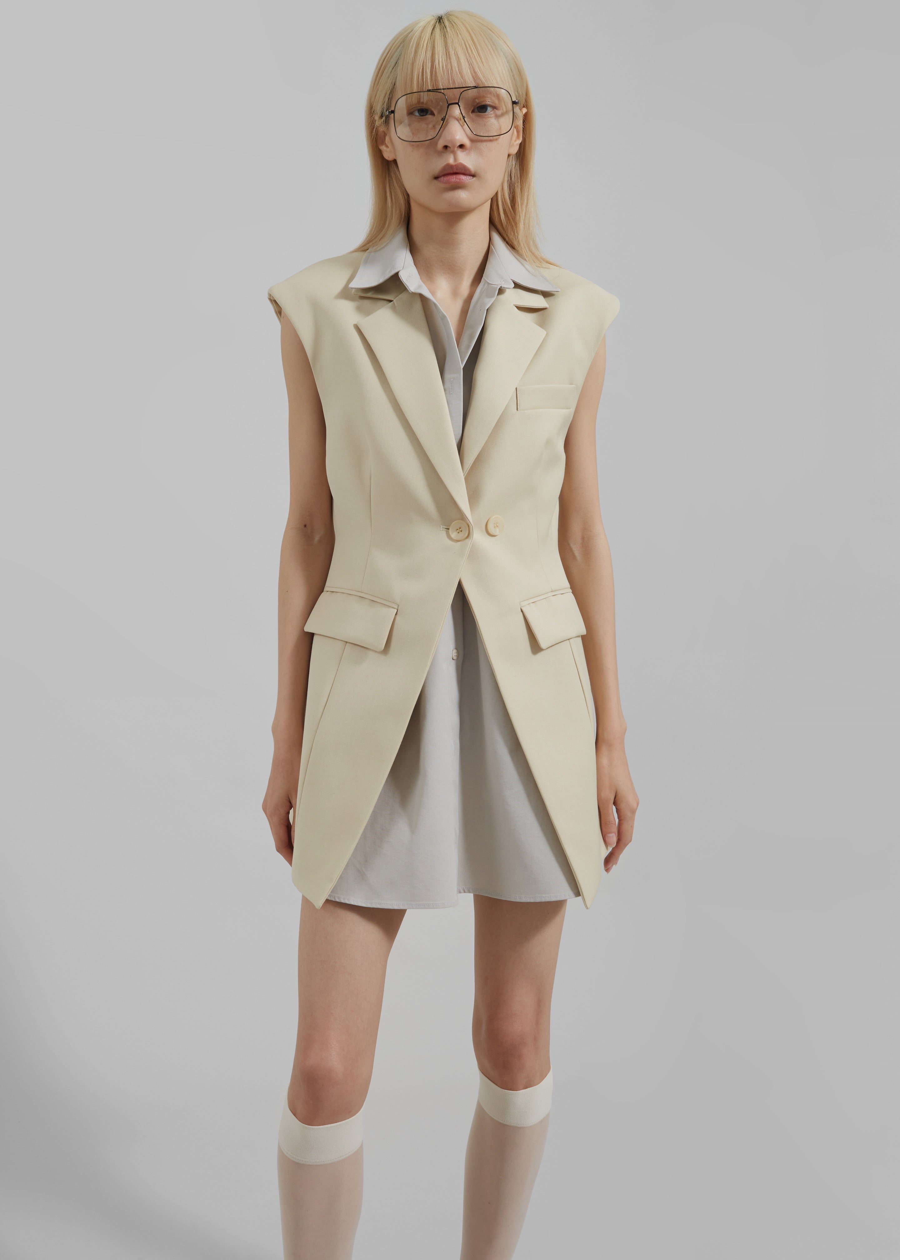 Shari Layered Vest - Beige - 5