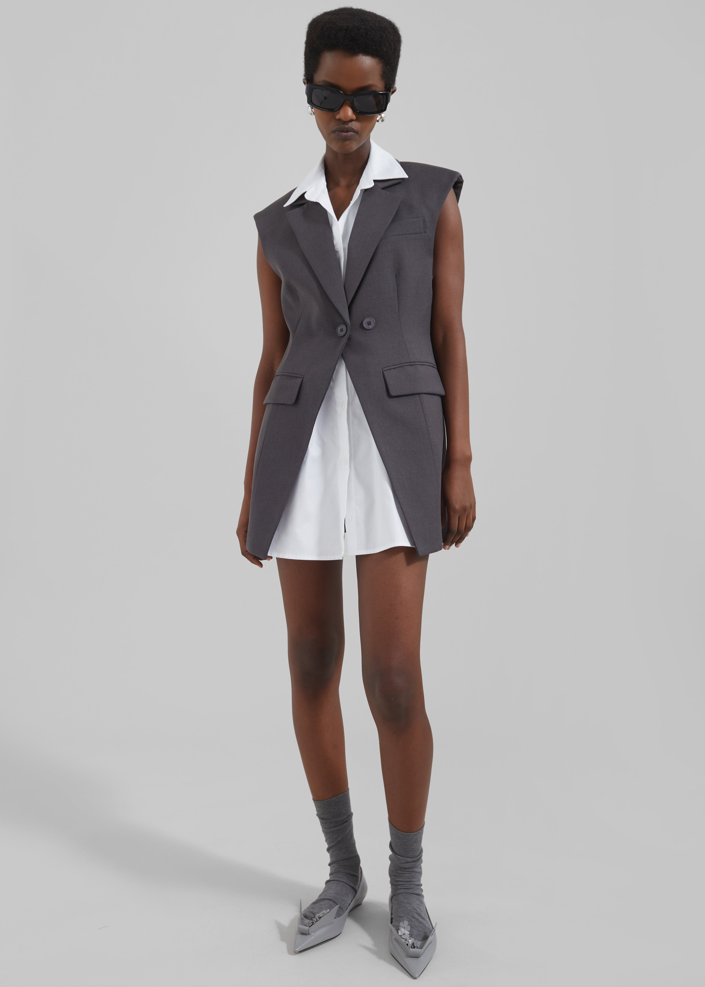 Shari Layered Vest - Charcoal - 1