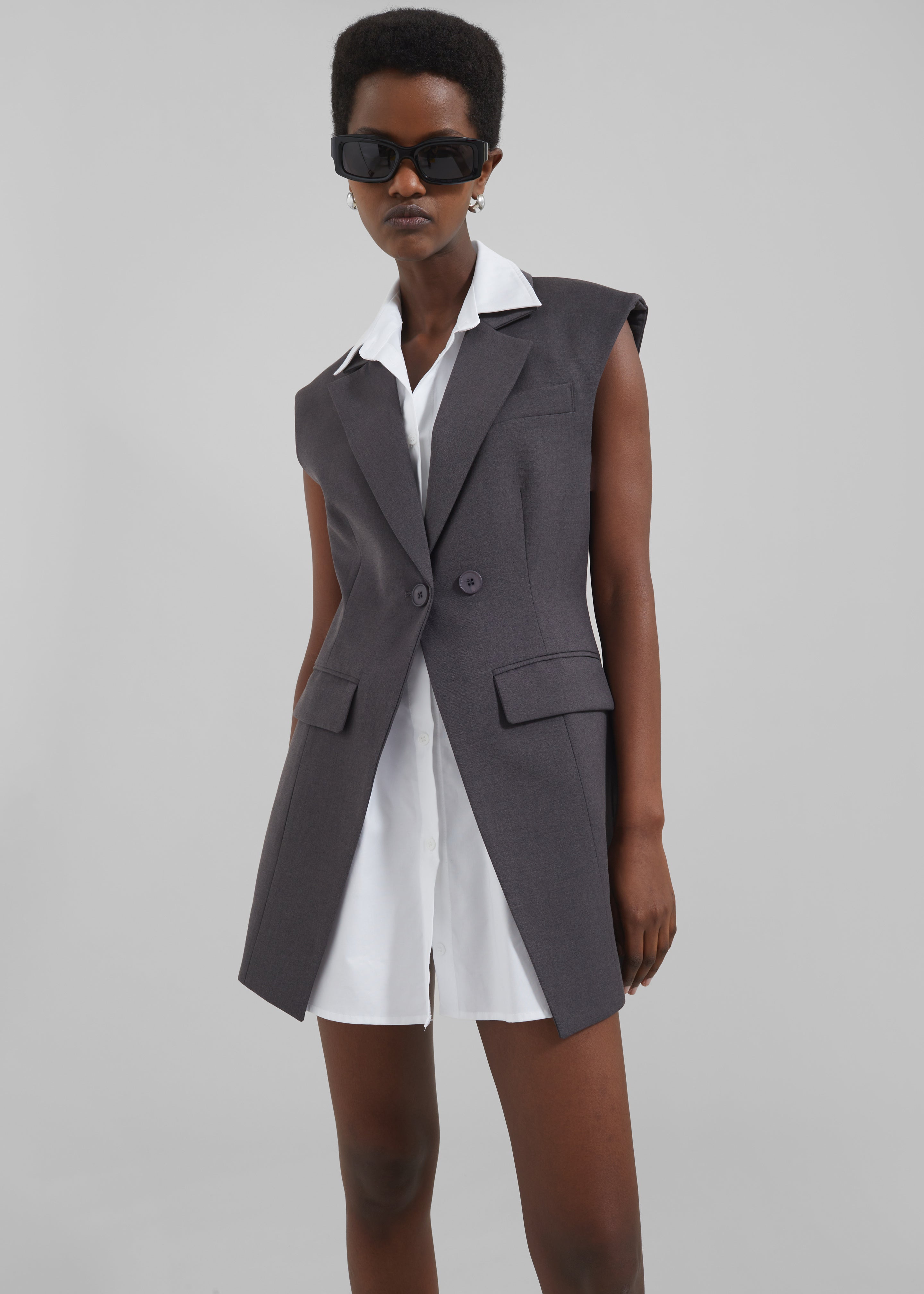 Shari Layered Vest - Charcoal - 7