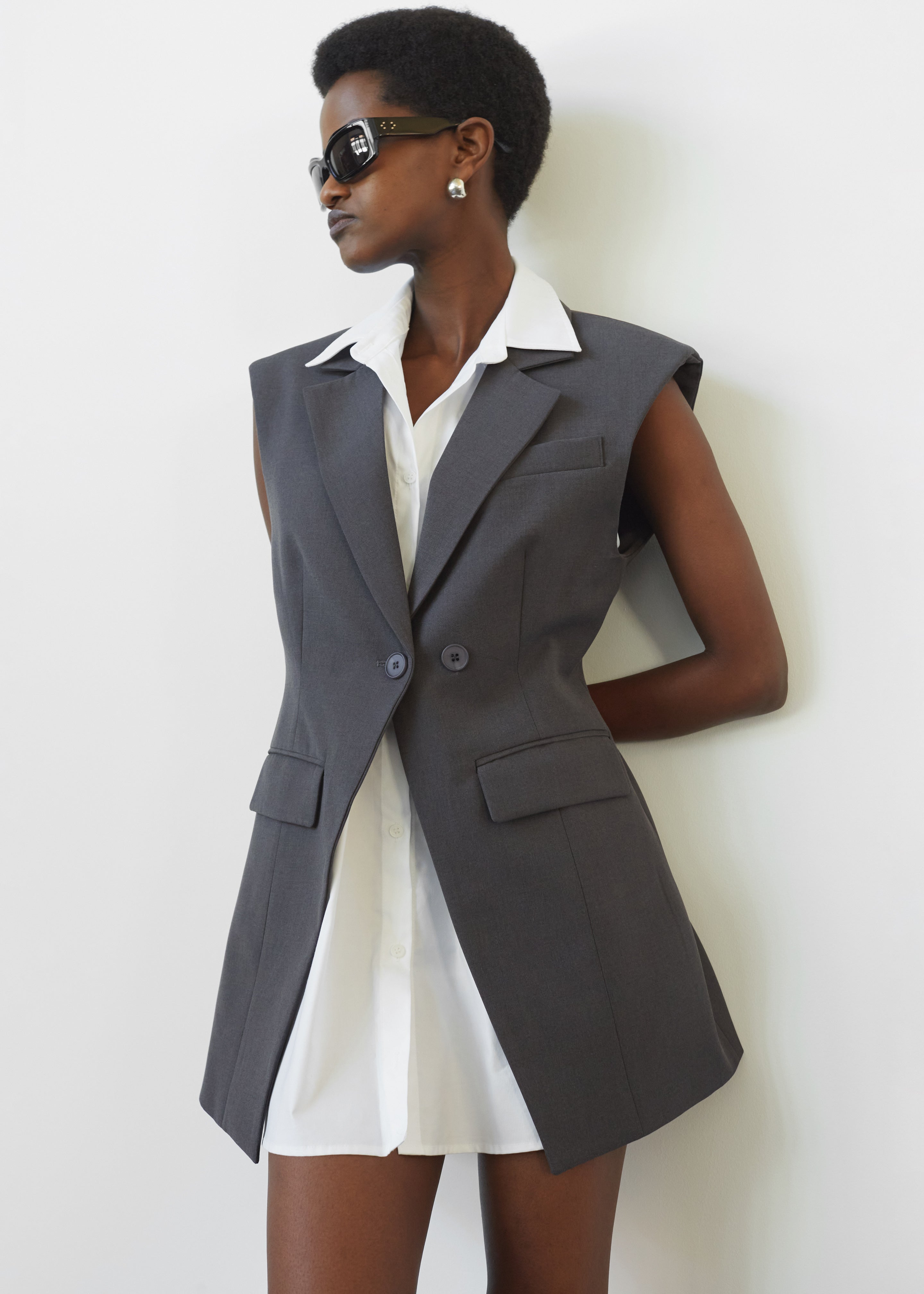 Shari Layered Vest - Charcoal - 3