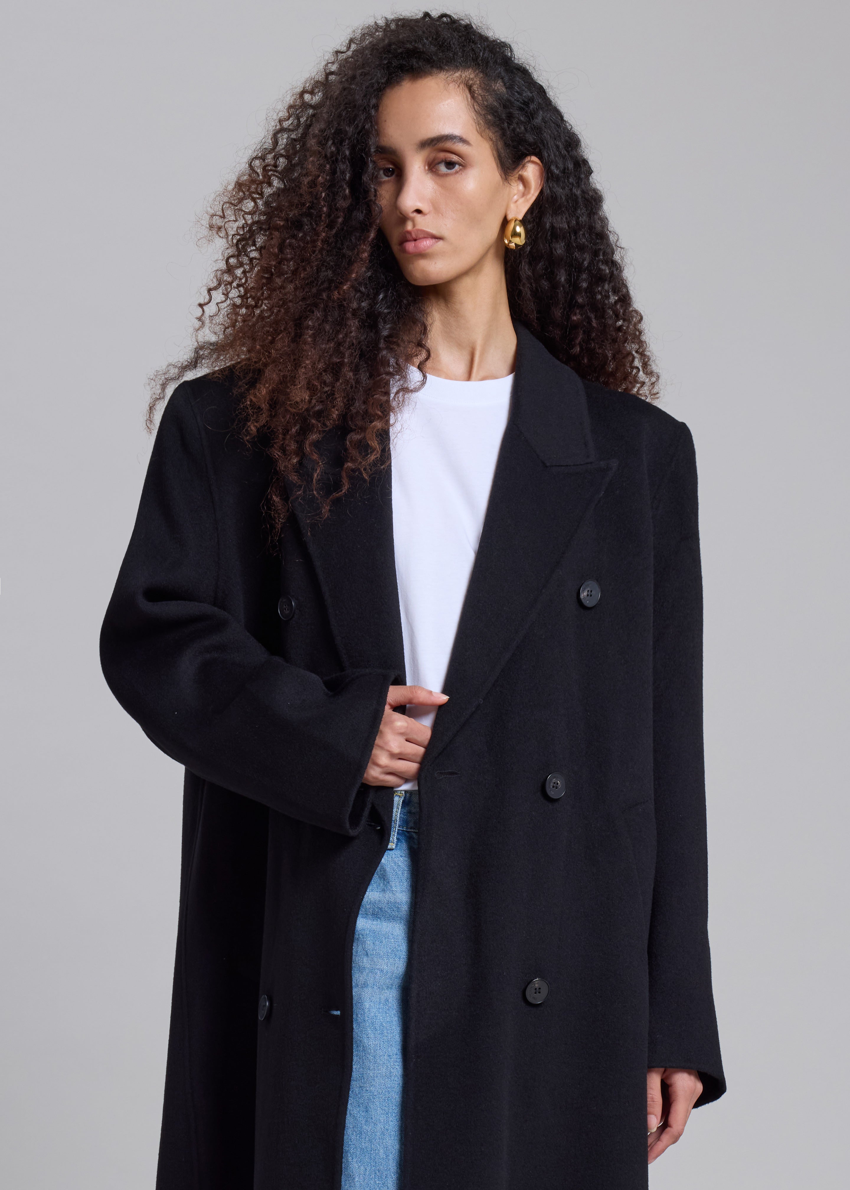 Gaia Double Breasted Coat - Black - 2